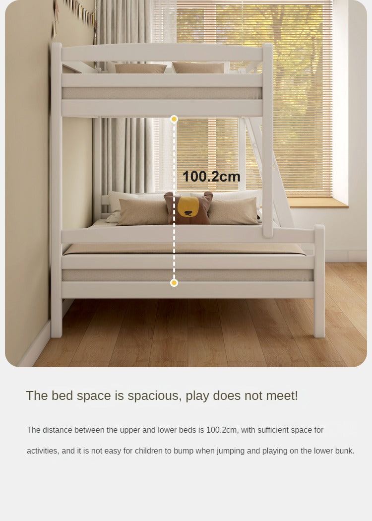 Solid Wood Beech & Birch White Detachable Bunk Bed for Kids - Perfect for Small Bedrooms, Guest Rooms & Space-Saving Kids' Rooms
