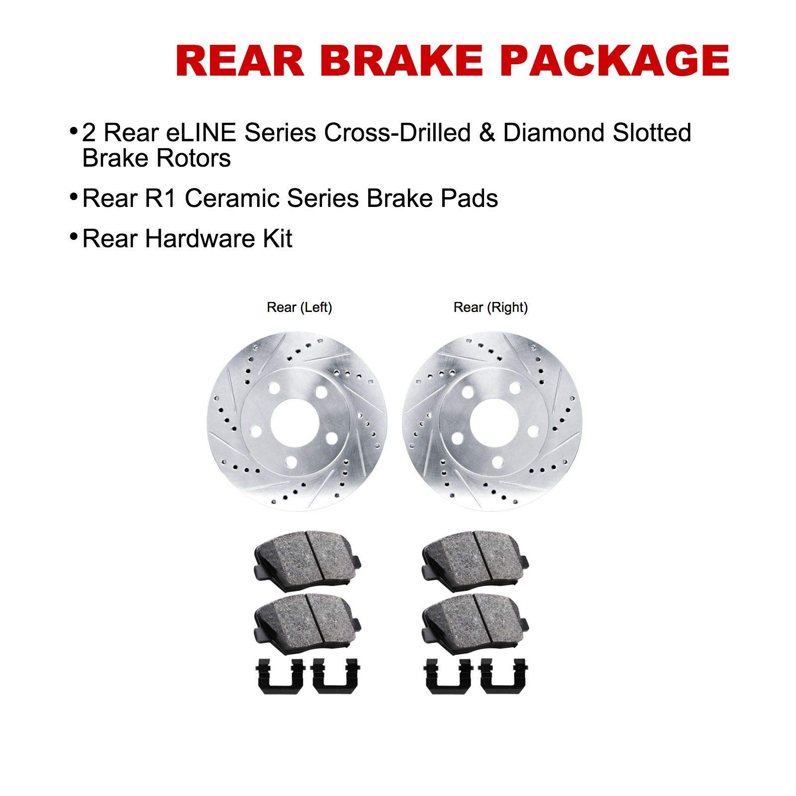 R1 Concepts Complete Rear Brake Kit for 2000-2009 Honda S2000 - Ceramic Brake Pads & Rotors with Hardware | High-Performance Braking System for Sports Cars & Daily Driving
