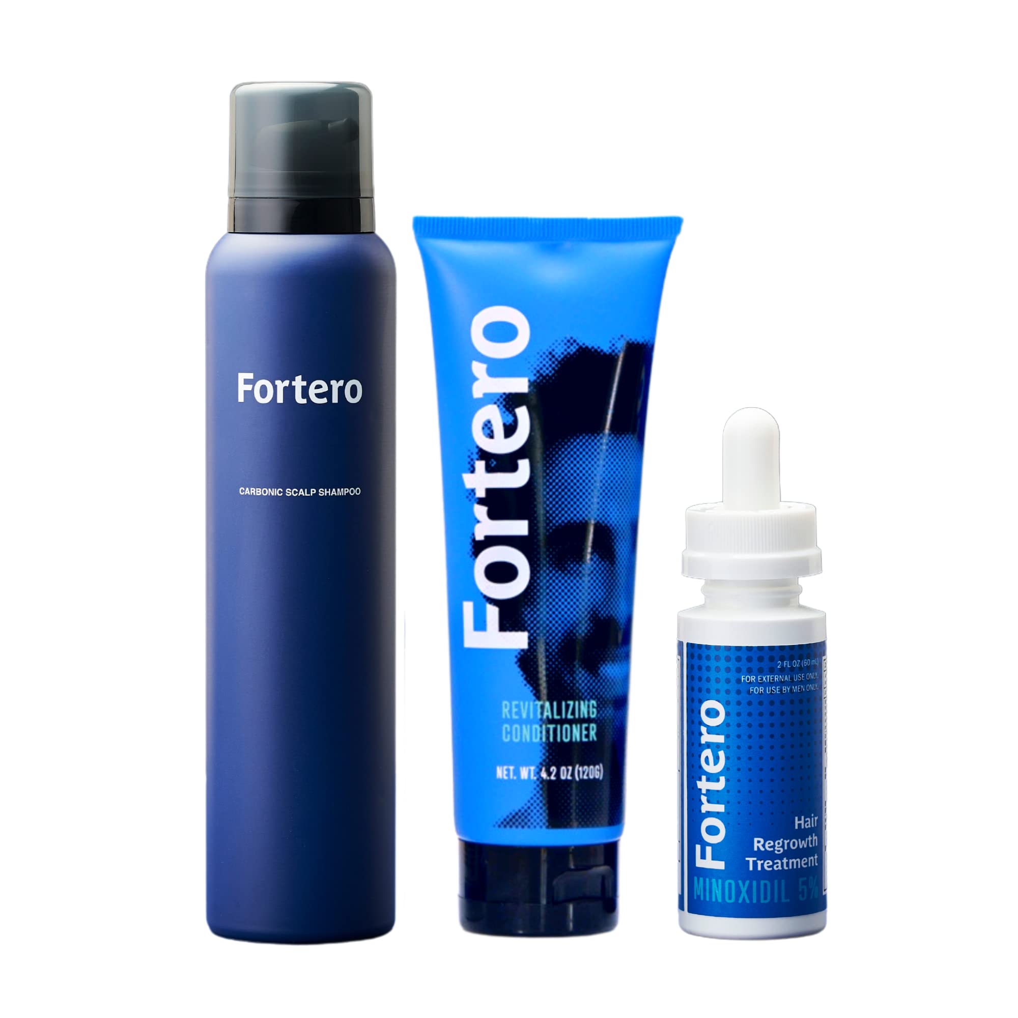 Fortero Hair Regrowth Treatment for Men - 5% Minoxidil Shampoo & Conditioner Set for Hair Loss, Baldness & Alopecia - Hair Thinning Solution & Restoration System Bundle - Perfect for Daily Use & Scalp Care Routine