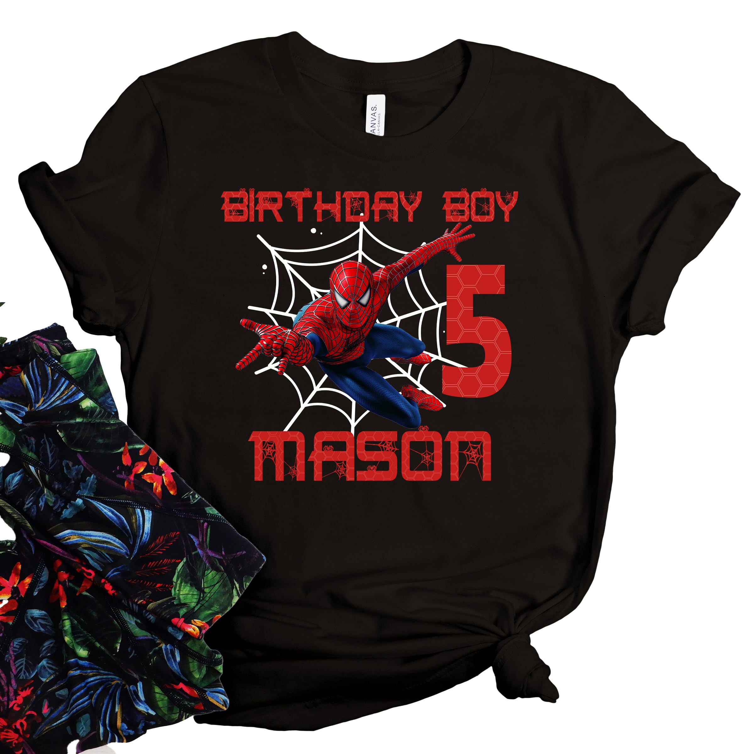 Spider Superhero Birthday T-Shirt for Toddlers & Kids - Custom Family Matching Outfit for Birthday Parties & Special Events