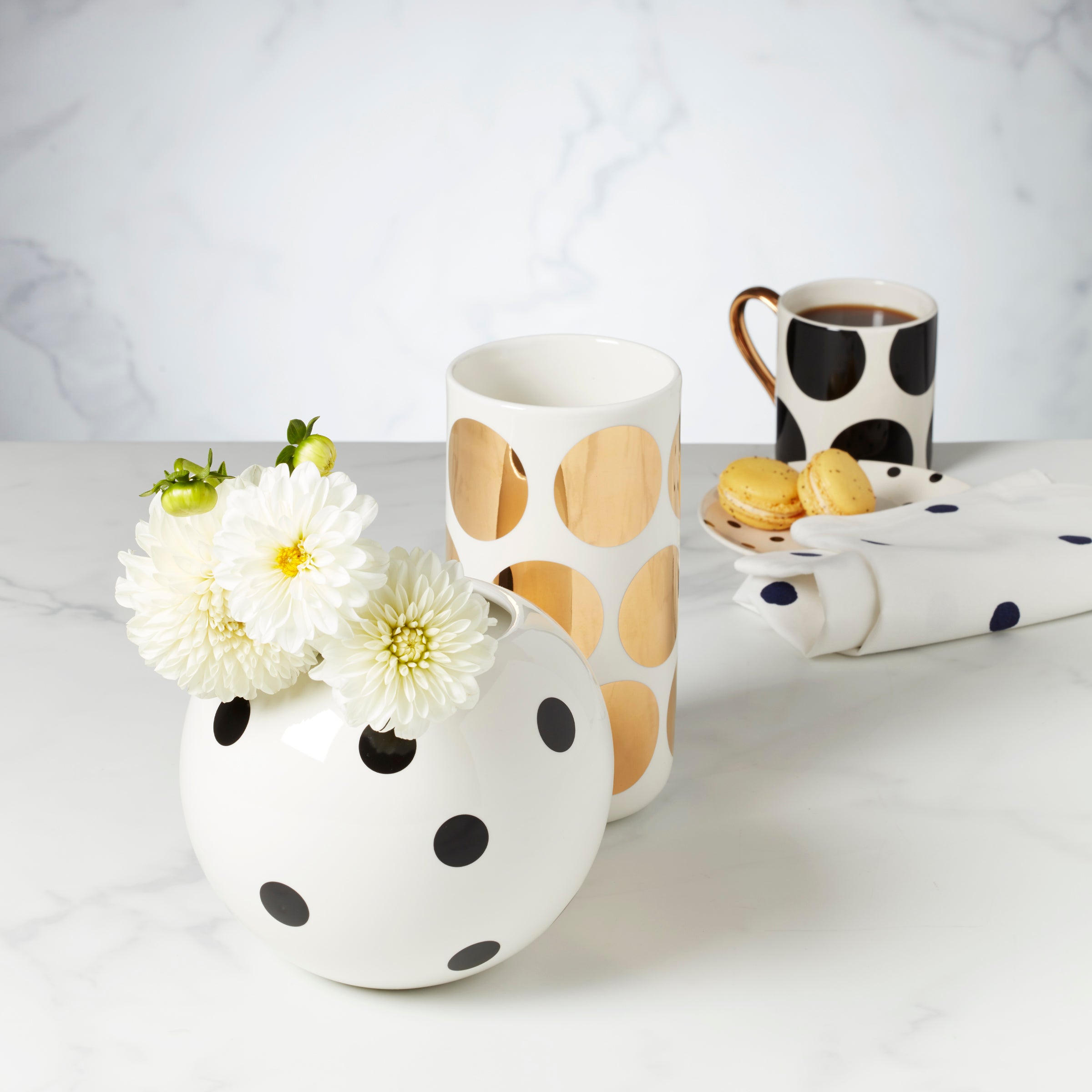 On The Dot Assorted Coffee Mugs Set of 2 - Stylish Ceramic Cups for Home, Office & Gift Giving