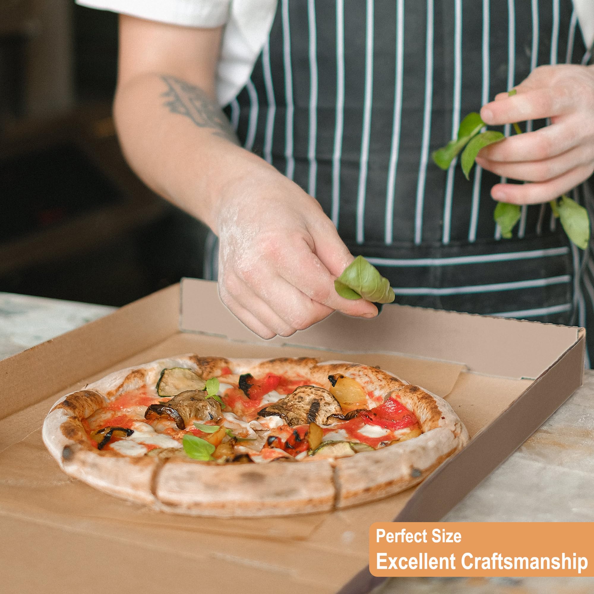 10x10x1.75 Inch Corrugated Cardboard Pizza Boxes (25 Pack) - Eco-Friendly Kraft Takeout Boxes for Hot & Fresh Pizza Delivery - Perfect for Restaurants, Food Trucks & Home Pizza Parties