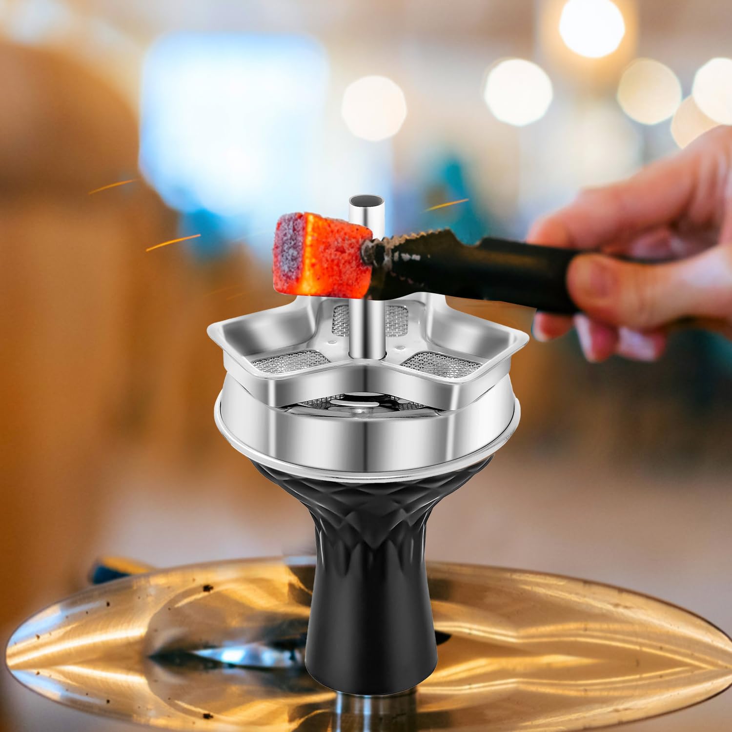 Reusable Metal Hookah Bowl Charcoal Holder with Handle - Universal Heat Management System for Efficient Smoking | Perfect for Home Use, Parties, and Hookah Lounges
