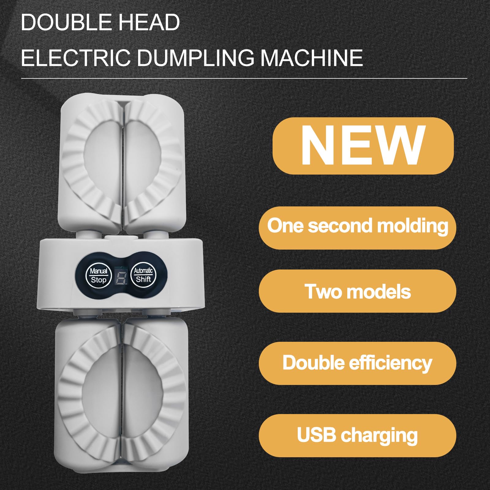 Electric Dumpling Maker Machine - Automatic Double Head Dumpling Maker with 2 Modes, Fast Dumpling Forming Tool for Home Kitchen, Perfect for Making Dumplings, Wontons & Pastries (White) - Ideal for Family Cooking, Party Food Prep & Asian Cuisine Lovers