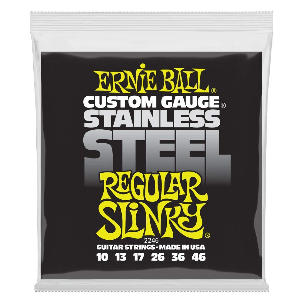 Ernie Ball Regular Slinky 10-46 Gauge Stainless Steel Electric Guitar Strings (P02246) | Perfect for Rock, Blues & Studio Recording