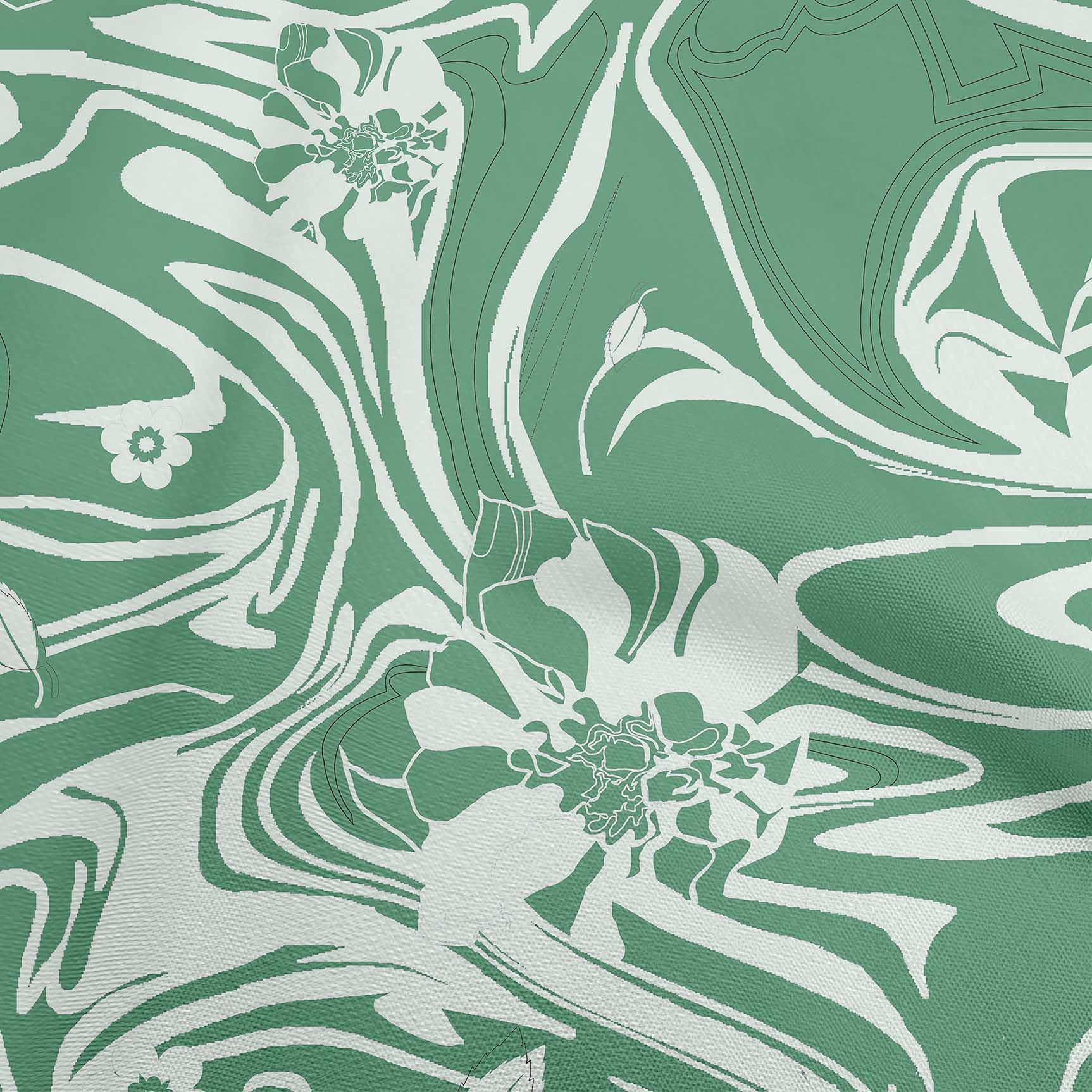 oneOone Rayon Green Abstract Printed Fabric by The Yard - 56 Inch Wide for DIY Clothing, Dresses, Quilting & Home Decor Sewing Projects