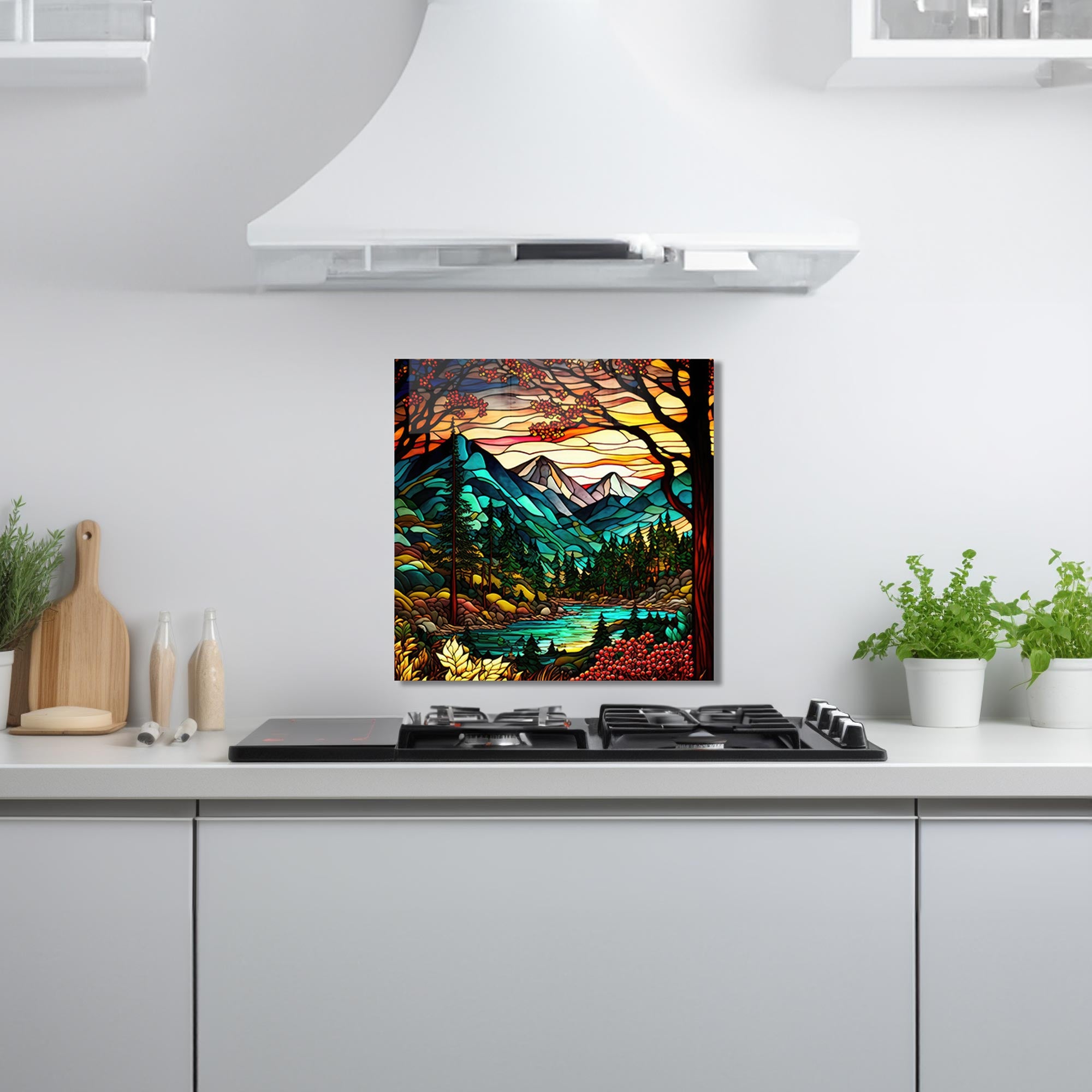 Stained Nature Glass Splashback - Elegant Kitchen Backsplash for Modern Homes | Perfect for Stoves, Countertops & Home Decor