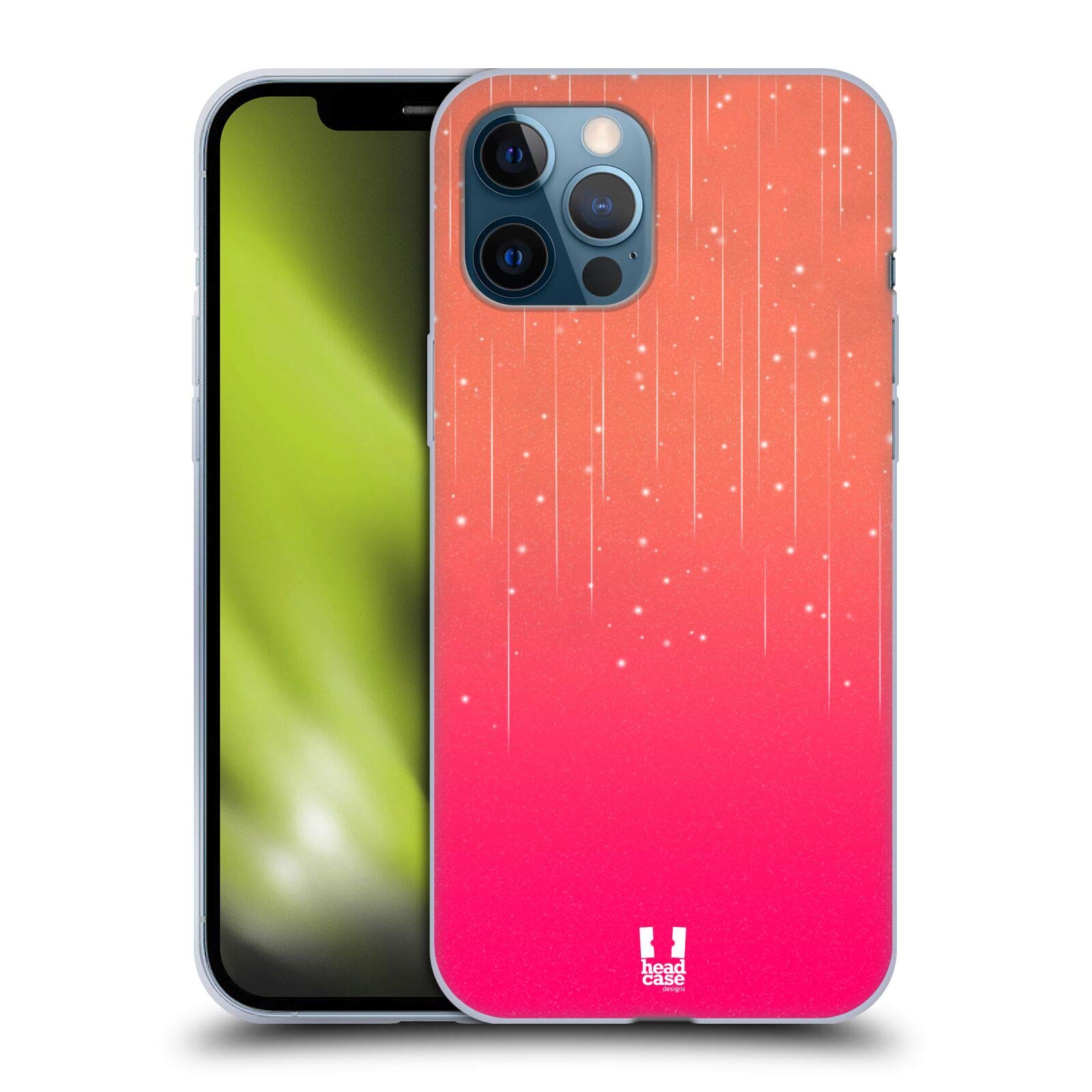 Head Case Designs Peach Pink Neon Rain Ombre Soft Gel Phone Case - Compatible with Apple iPhone 12 Pro Max - Protective & Stylish Cover for Everyday Use, Work & Travel
