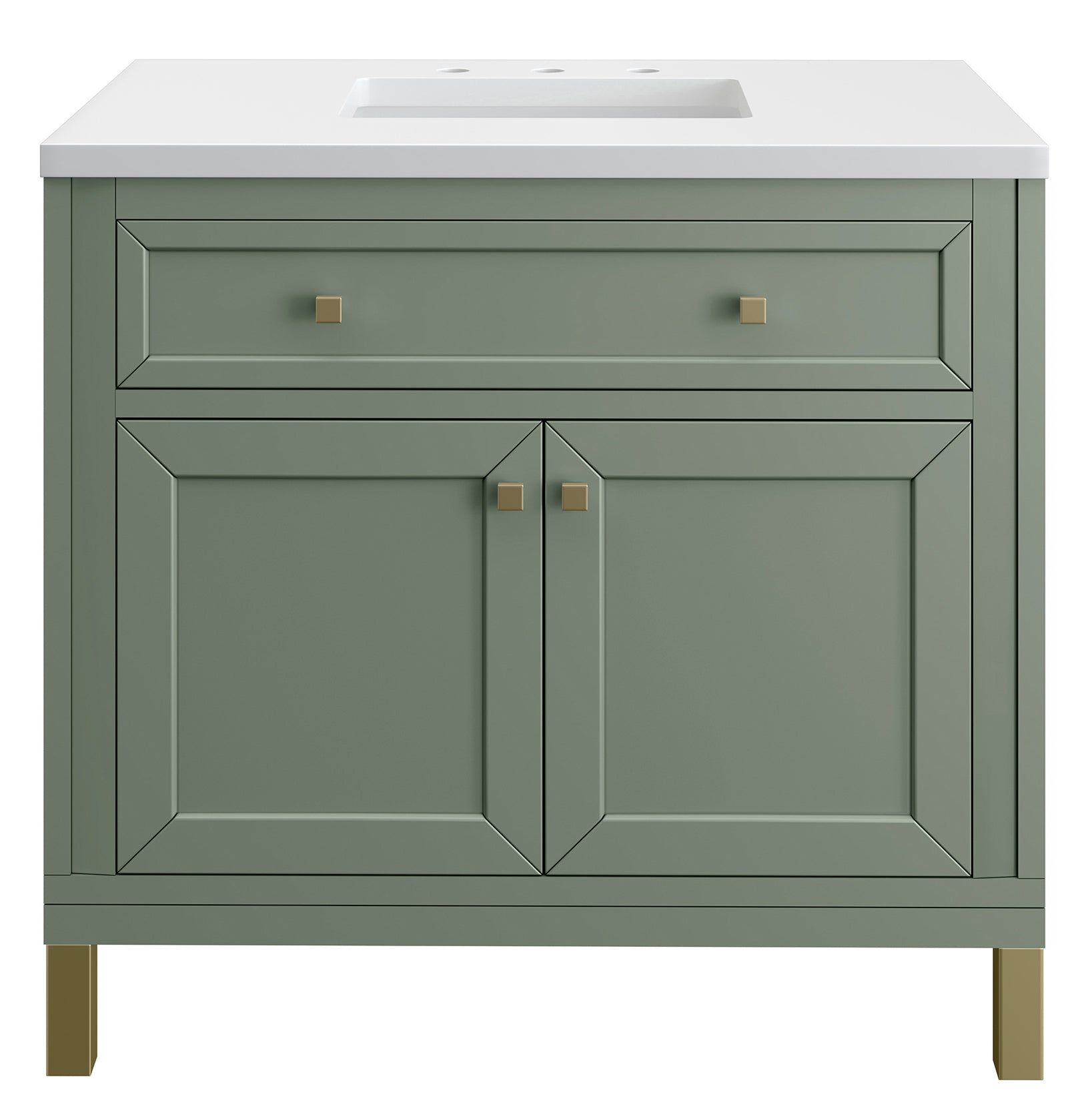 James Martin Vanities Chicago Collection 36 Inch Single Bathroom Vanity in Smokey Celadon with Countertop Options - Perfect for Modern Bathroom Remodeling and Small Space Design