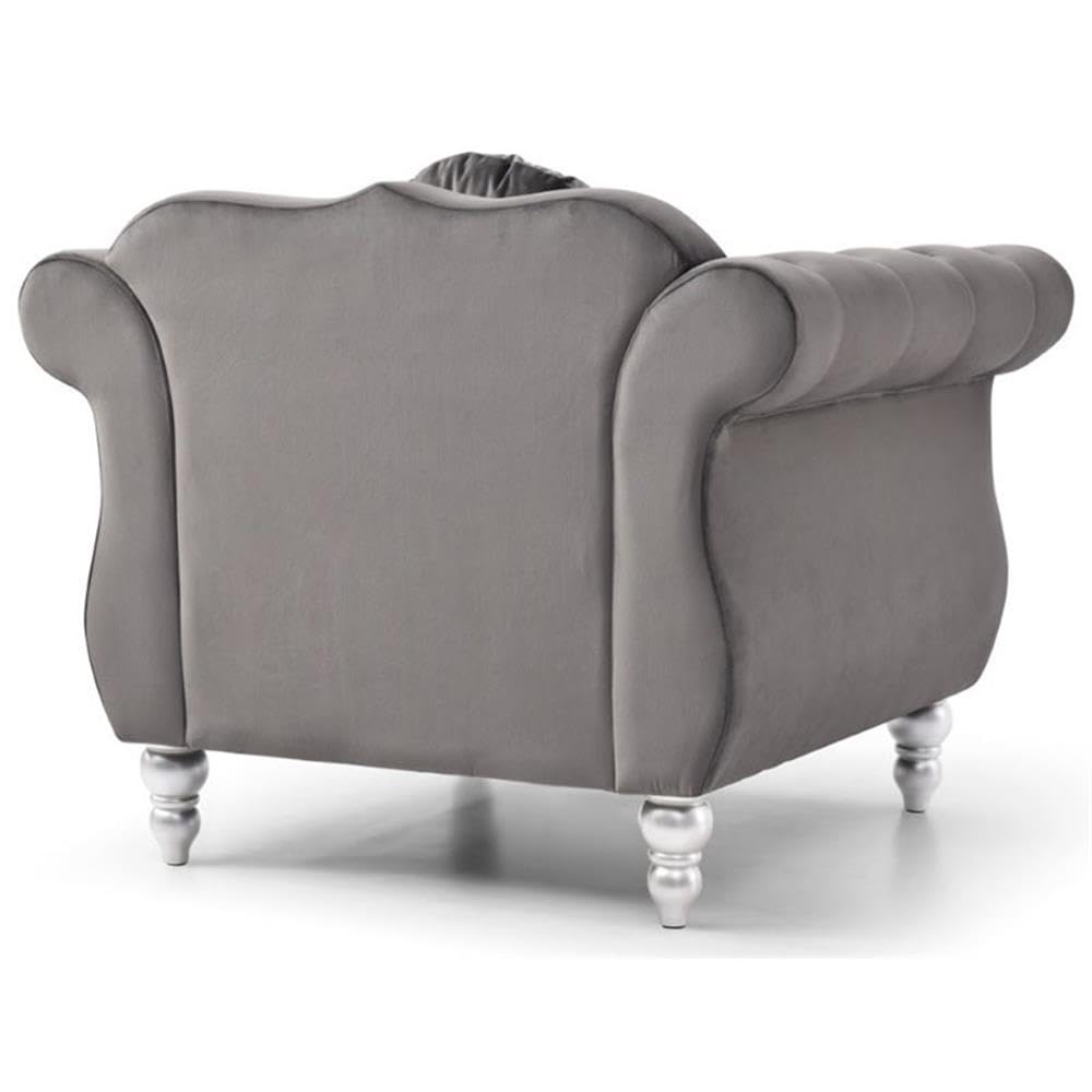 Luxury Hollywood Velvet Chair - Dark Gray Upholstered Accent Chair for Living Room, Bedroom & Office - Modern Tufted Lounge Chair with High Back for Home Decor