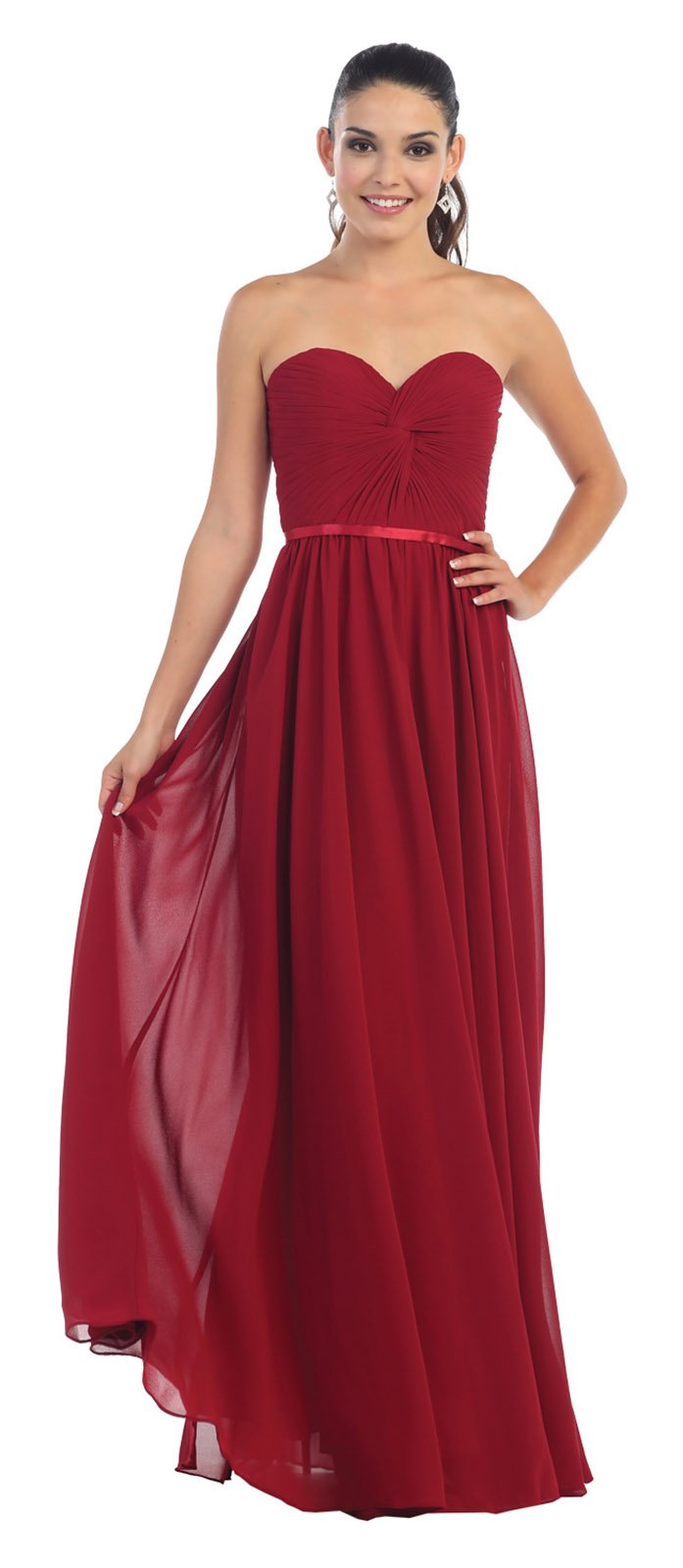 Elegant May Queen MQ1145 Bridesmaid Evening Gown for Weddings, Prom & Formal Events - Long Sleeve Lace Dress with Flowy Skirt