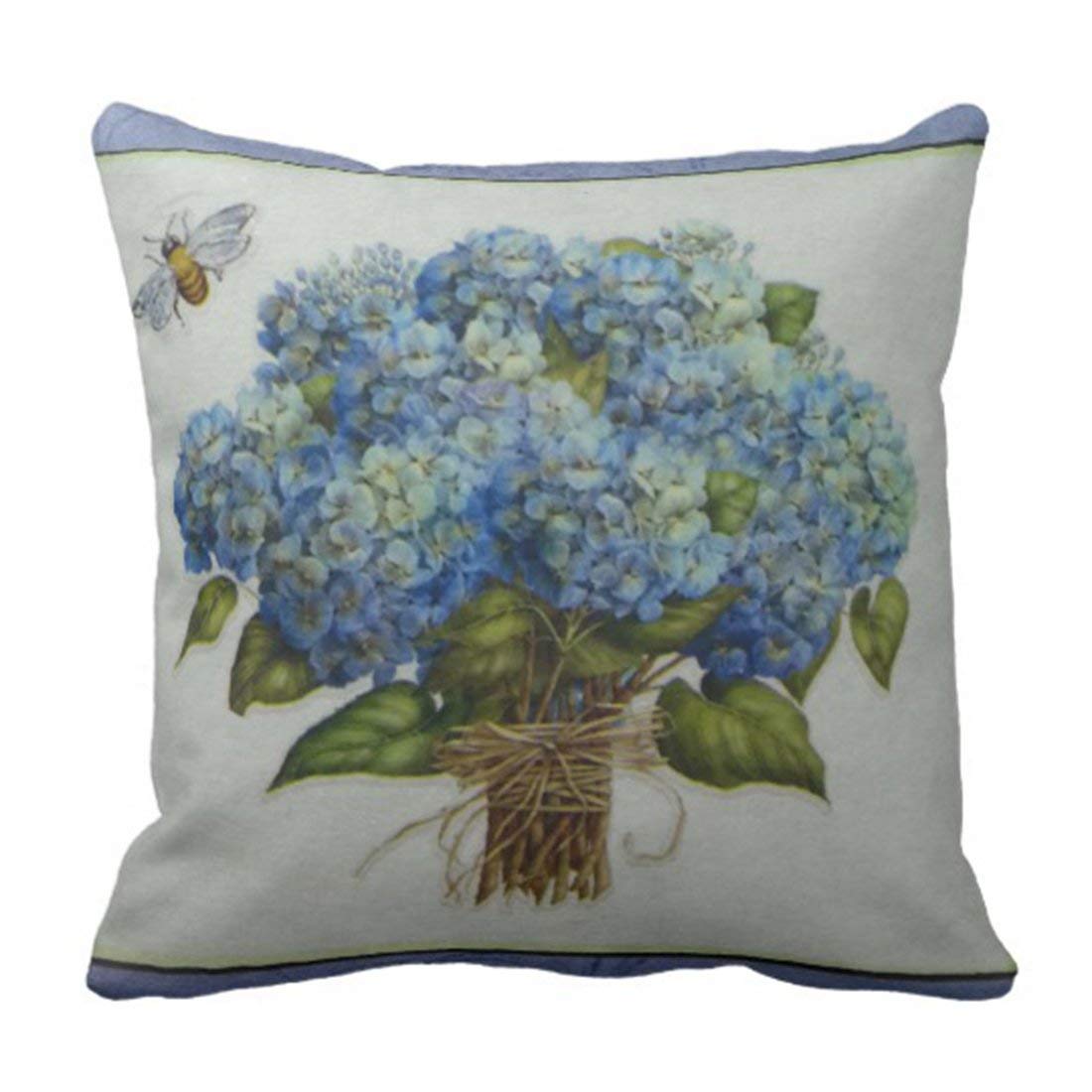 Blue Hydrangea Throw Pillow Covers 16x16 Inch - Halloween Decorative Pillow Cases for Couch, Chair & Bench - Farmhouse Home Decor, Trippy Design, Unisex Gift for Women & Seniors | Perfect for Living Room, Bedroom & Nursery Decor
