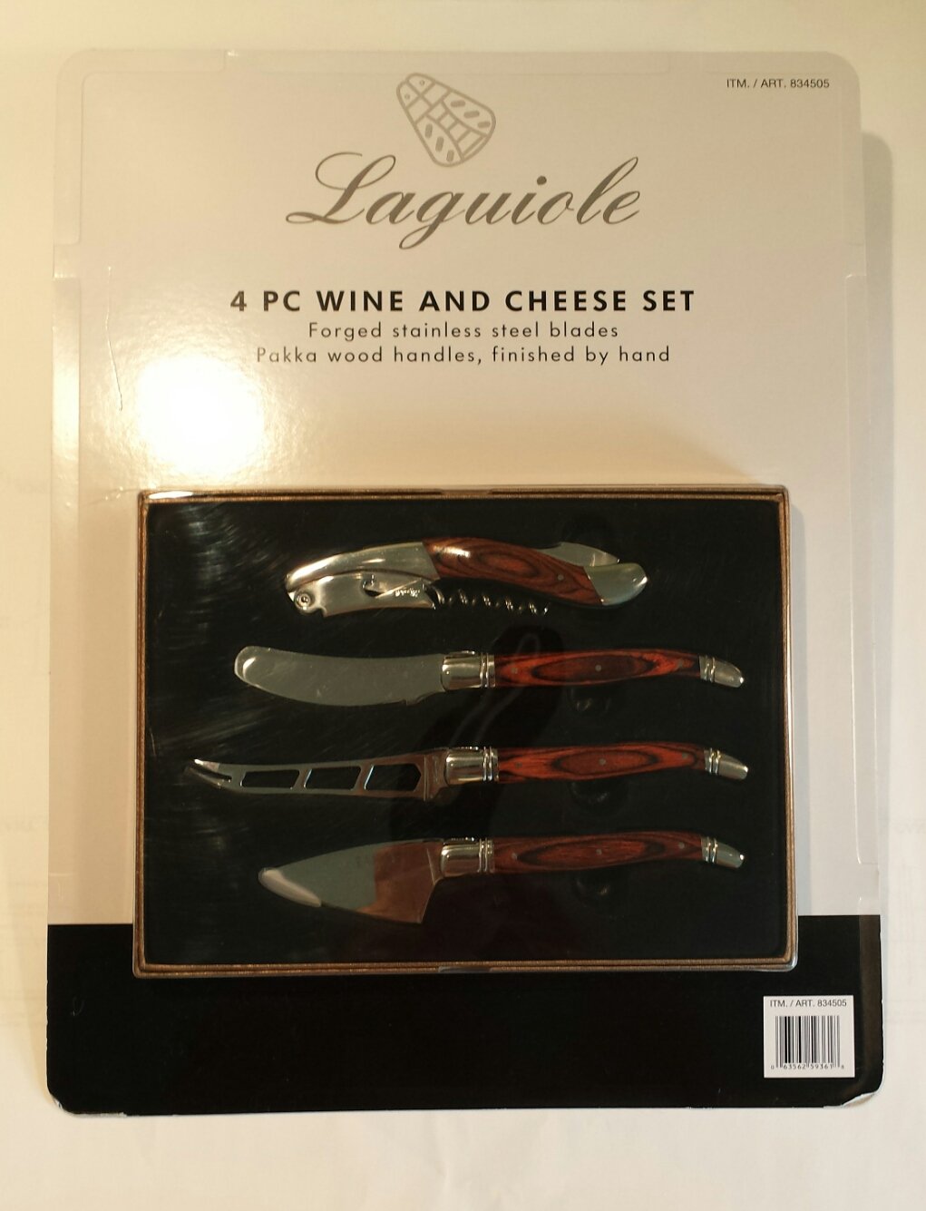 Premium Laguiole 4-Piece Wine and Cheese Gift Set - Corkscrew, Cheese Knife, Spreader & Bottle Opener - Perfect for Wine Tasting, Charcuterie Boards & Gourmet Gifts