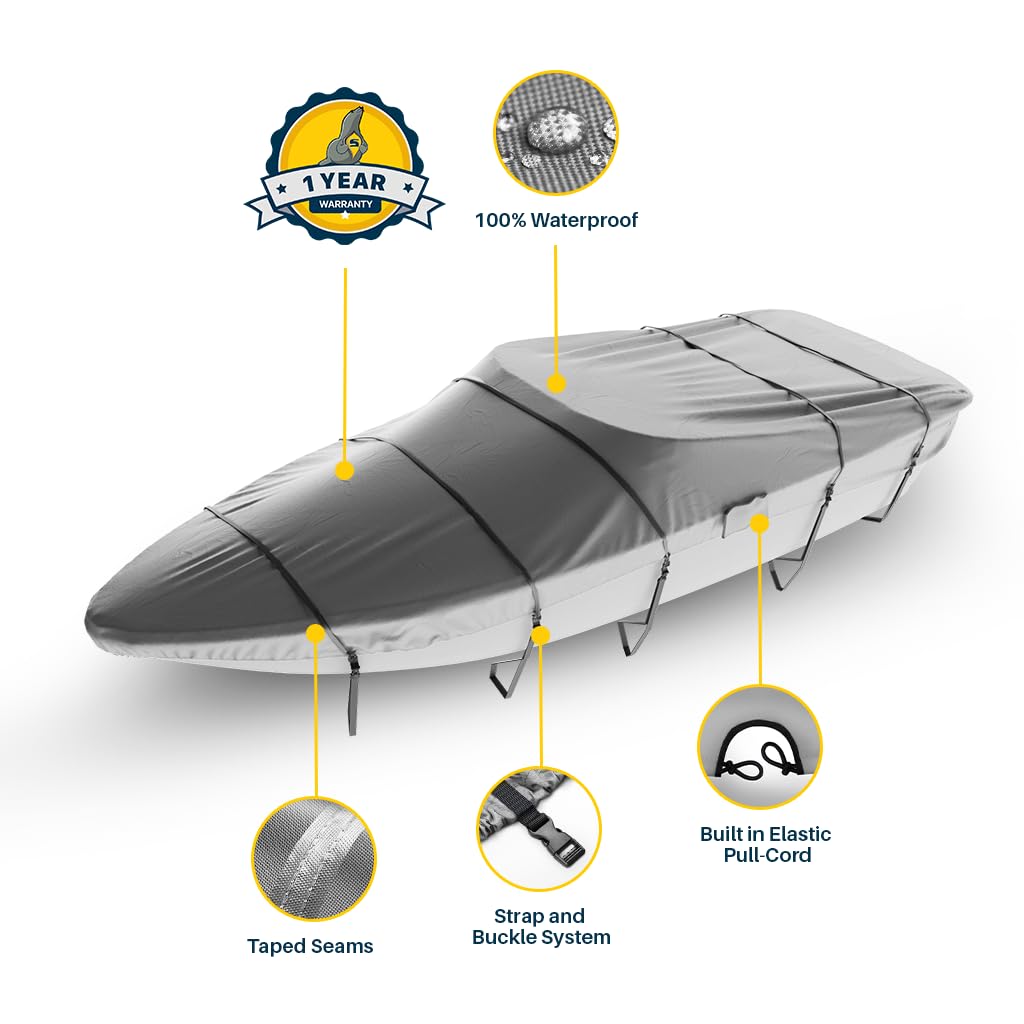 Premium Universal Boat Cover - Waterproof Marine-Grade Protection for 14'-16' Length & 90