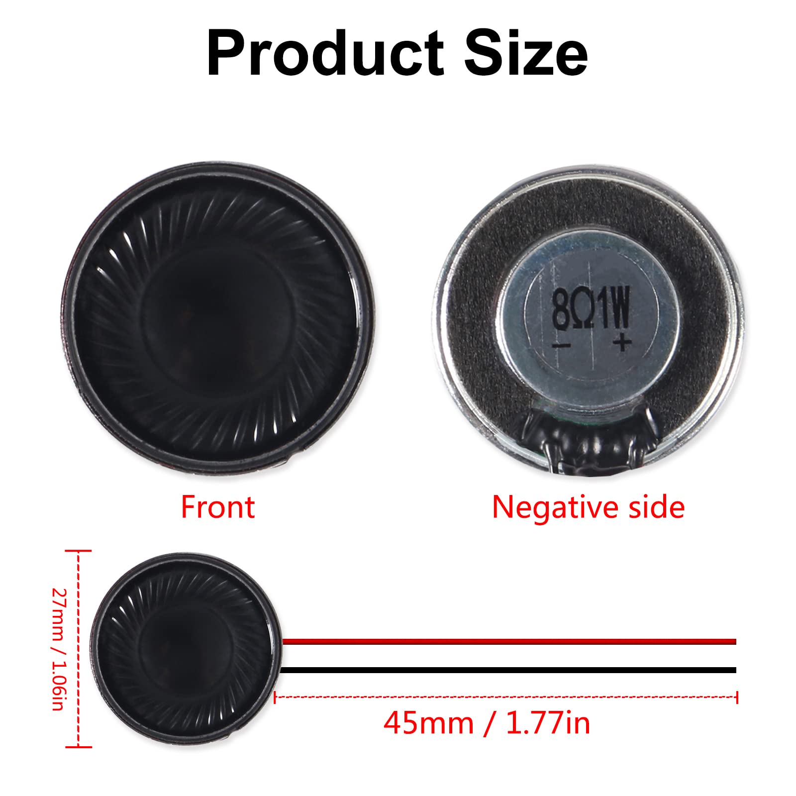 10Pcs 1W 8 Ohm Mini Metal Shell Loudspeaker - Round Internal Magnet Speaker for MP3/MP4 Players, DIY Audio Projects, and Small Electronics (Perfect for Home Theater, Car Audio, and Portable Devices)