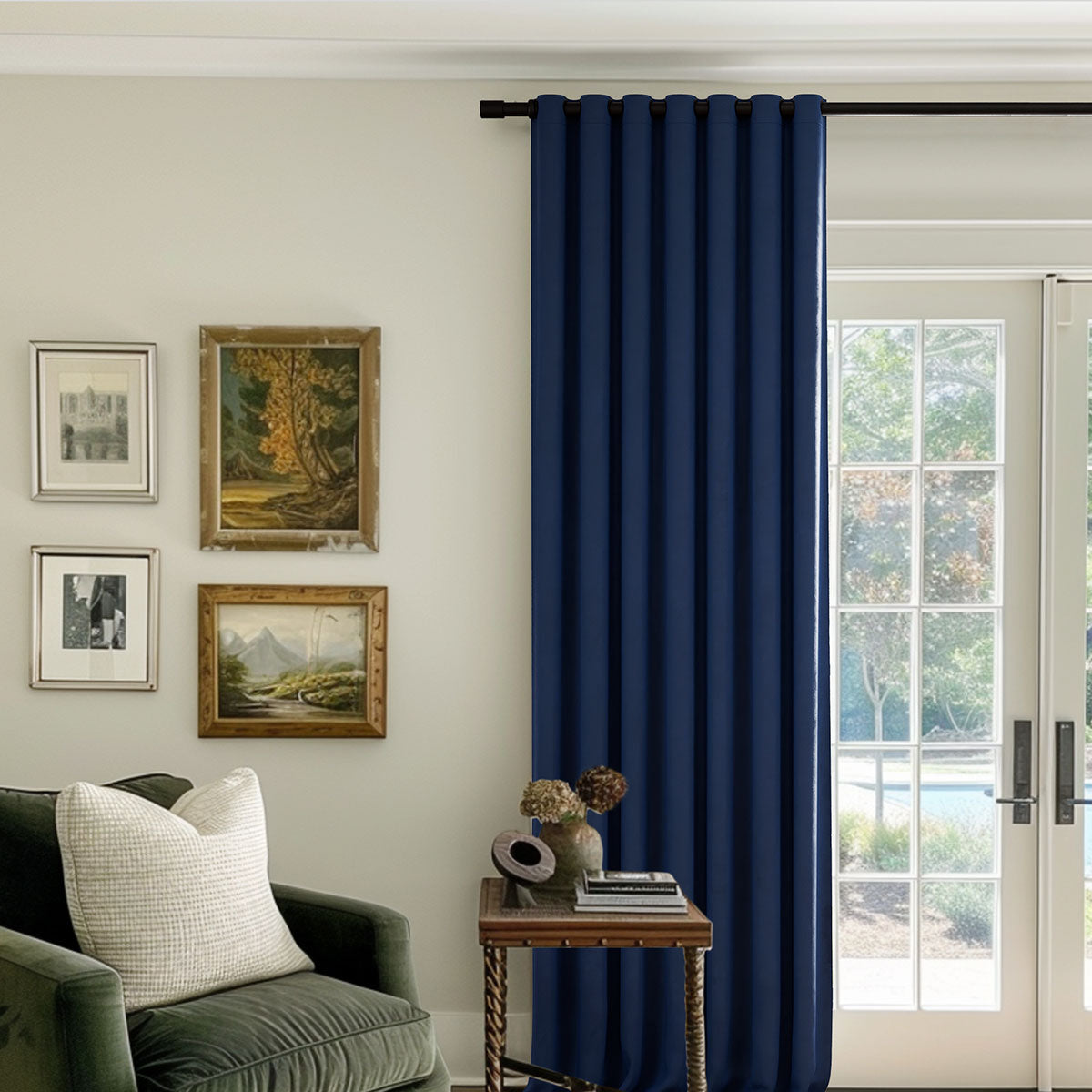 Luxury Beige Velvet Blackout Curtains - Heavyweight Thermal Insulated Drapes with Grommet Top for Living Room & Bedroom | Noise Reducing & Light Blocking Window Treatments