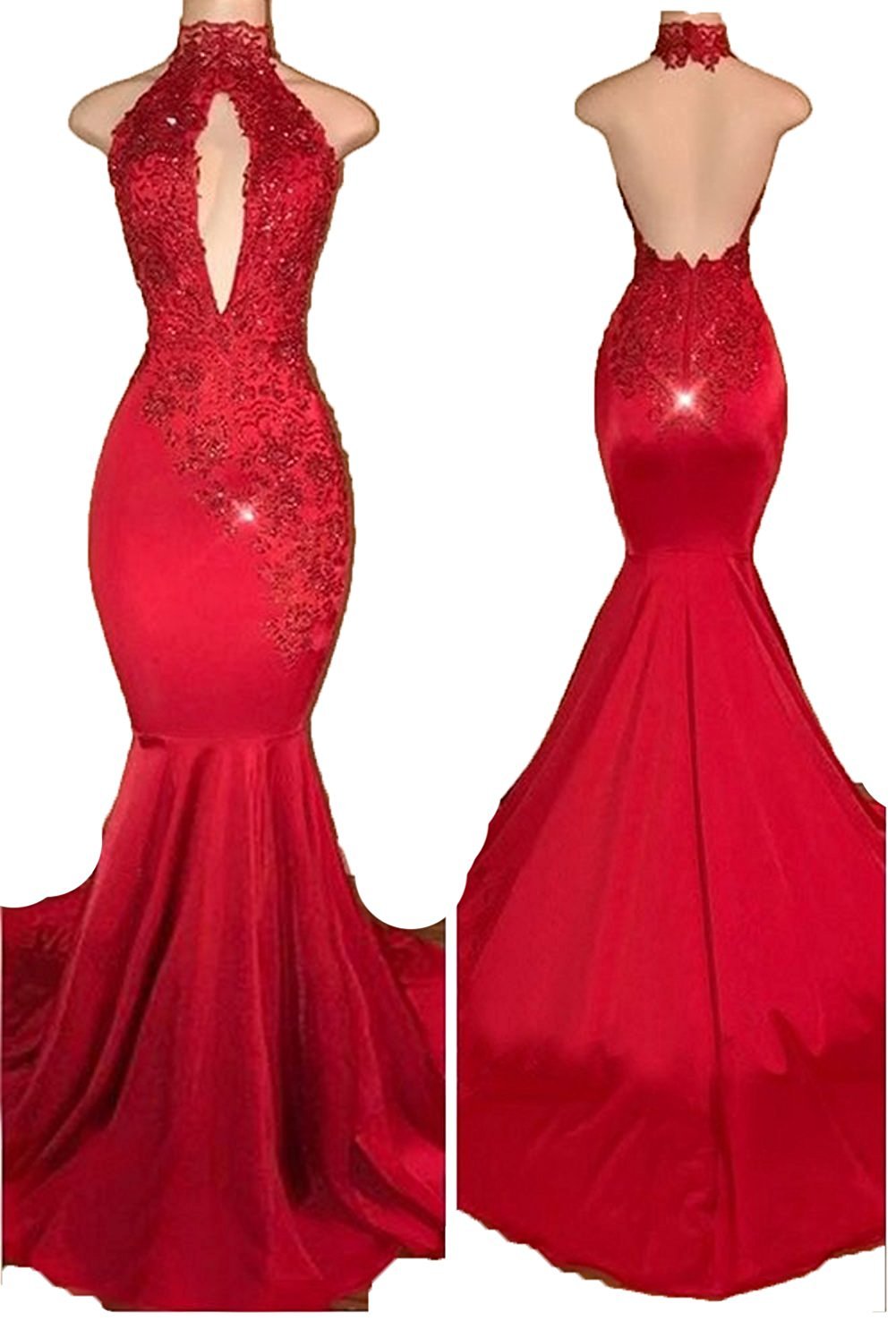 Elegant Mermaid Prom Dresses for Women - Long Sexy High Neck Formal Evening Gowns for Homecoming, Wedding, and Special Occasions