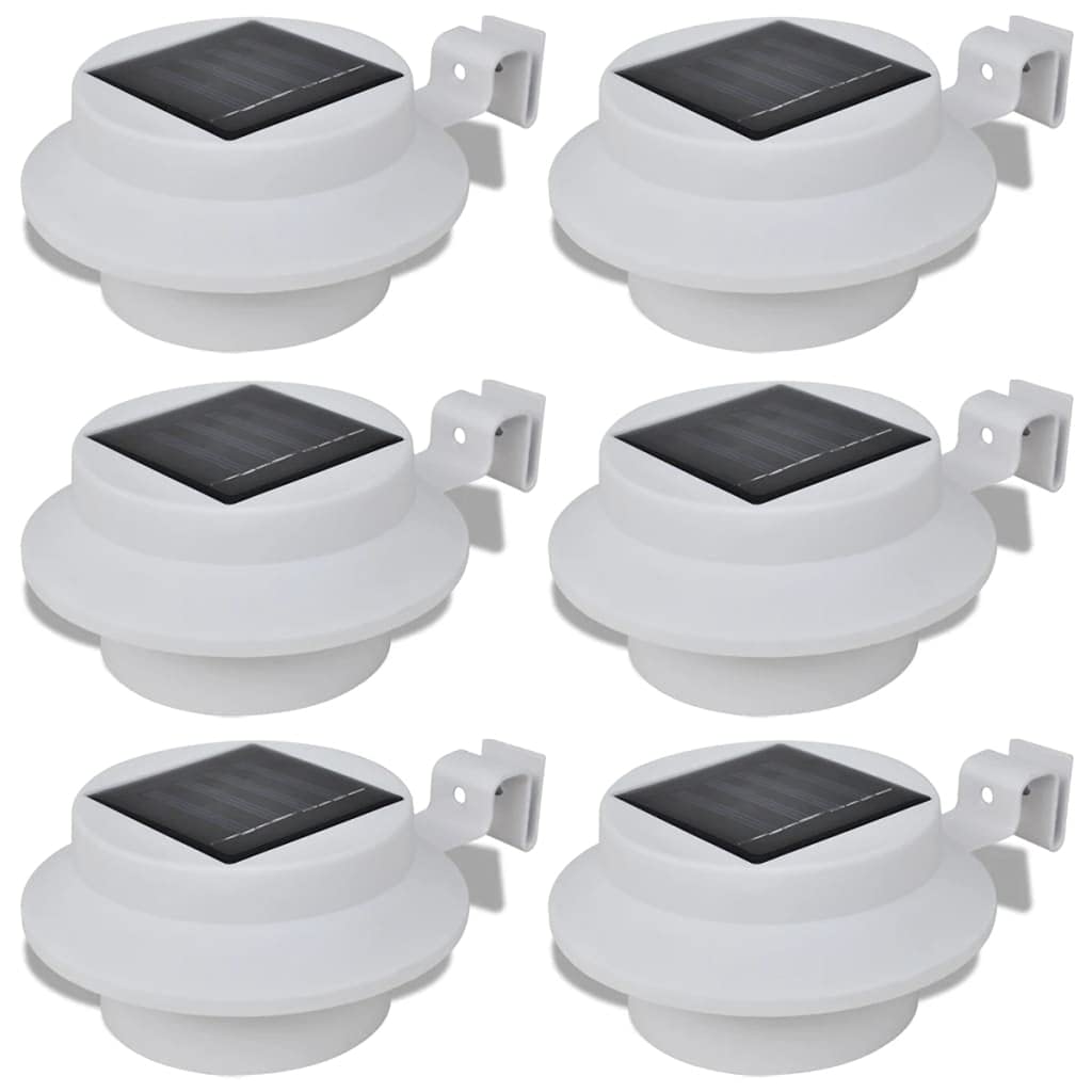 SKM Outdoor Solar Lights Set of 6 - Waterproof Fence Lights & Gutter Lights with White LED - Perfect for Garden, Pathway, Deck, and Patio Lighting