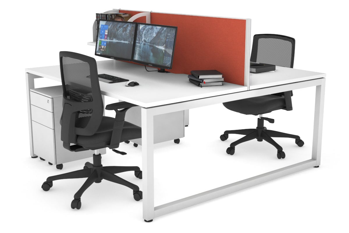 Quadro Loop Legs 2 Person Office Workstation Desk - 1400L x 800W with Cable Management Scallop | Modern Shared Workspace Solution for Home & Office