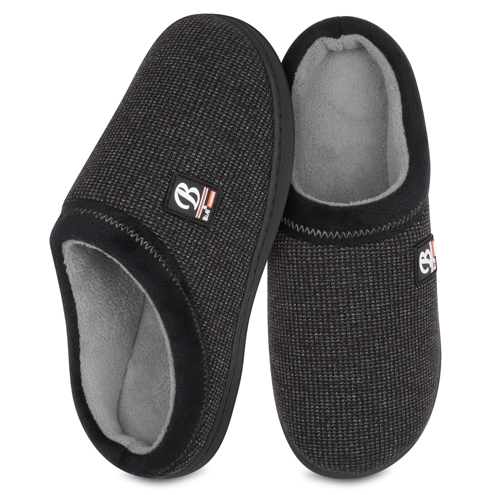BIAL Men's Memory Foam Slippers with Anti-Slip Sole - Comfortable Indoor/Outdoor House Shoes for Bedroom, Lounge & Backyard Use
