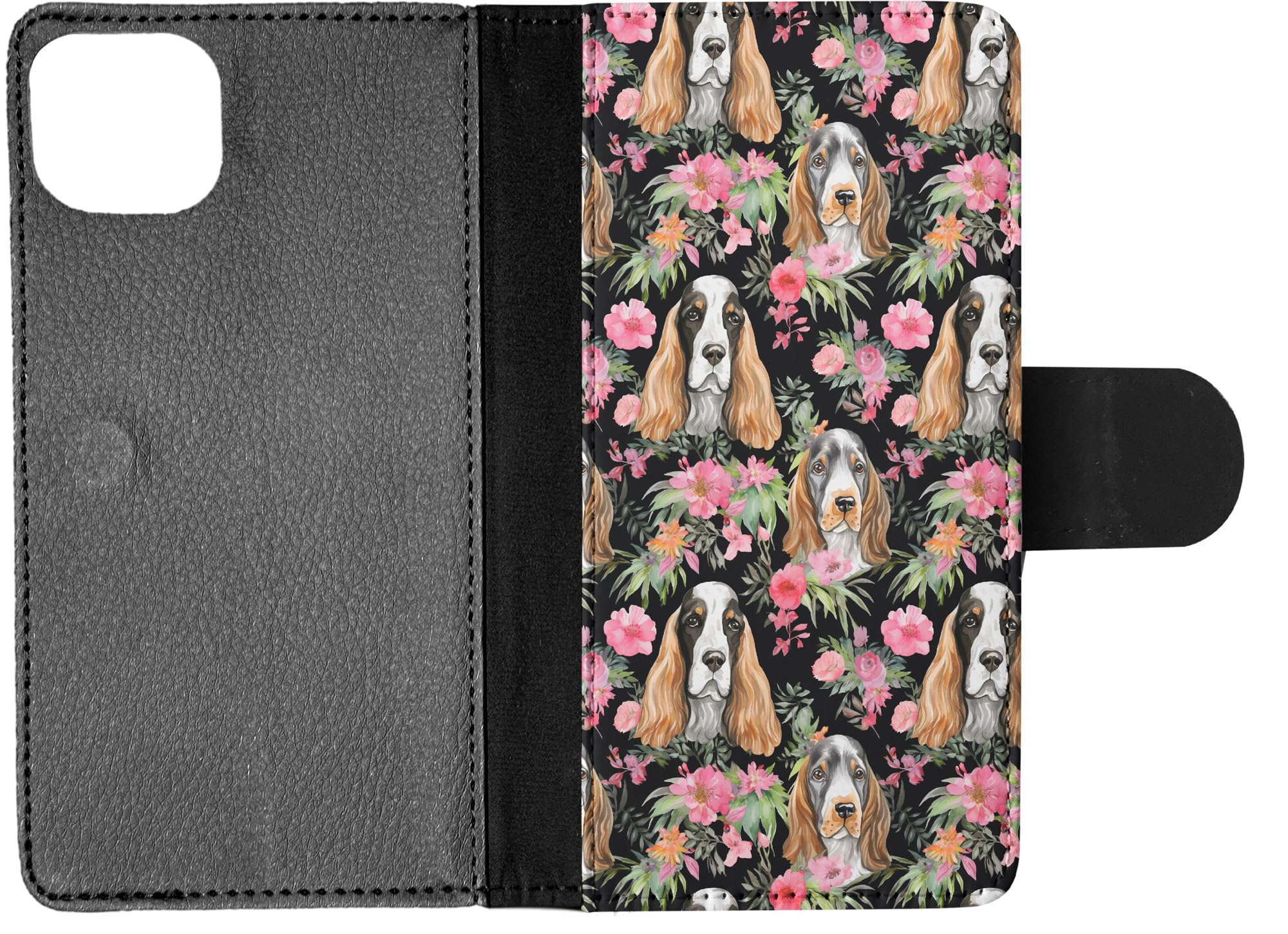Faux Leather Flip Wallet Phone Case for Apple iPhone 15 Plus - Cute Grand Basset Griffon Vendeen Puppy Dog Pattern - Perfect for Everyday Use & Gift Giving