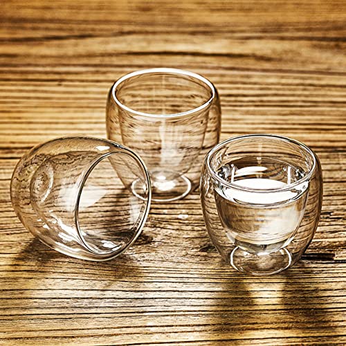 Premium Double Walled Espresso Cups Set of 6 - 2.8oz Insulated Borosilicate Glassware for Hot & Cold Drinks - Perfect for Coffee, Tea, Whisky, Vodka & Cocktails - Ideal for Home, Office & Cafe Use