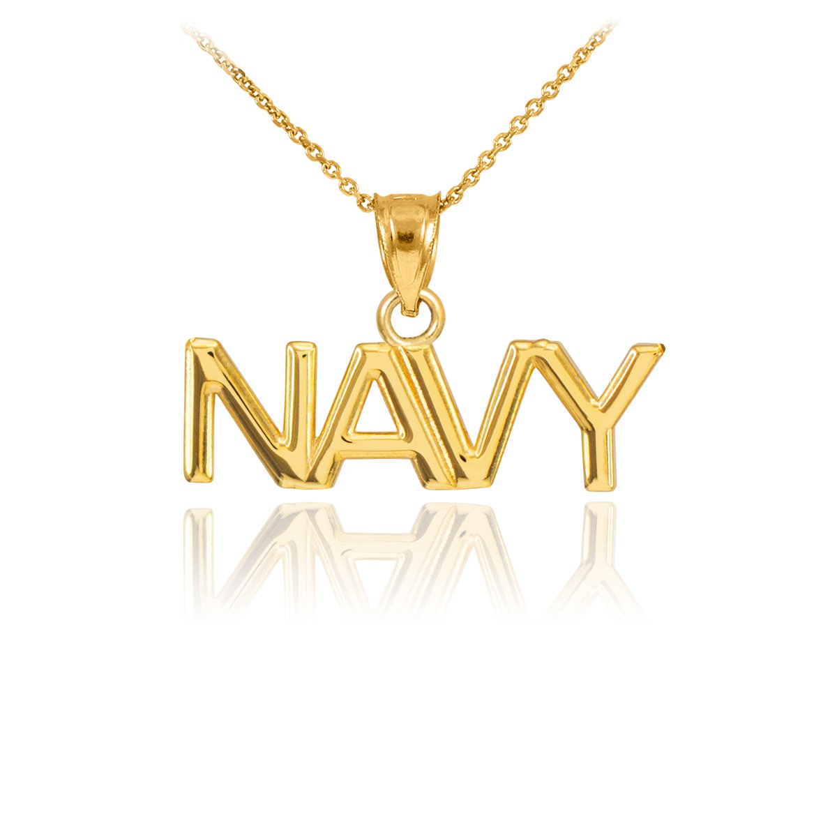 10k Yellow Gold Navy Pendant Necklace for Men - American Heroes Military Jewelry Gift for Veterans, Sailors & Navy Lovers - Perfect for Patriotic Events, Military Appreciation & Everyday Wear