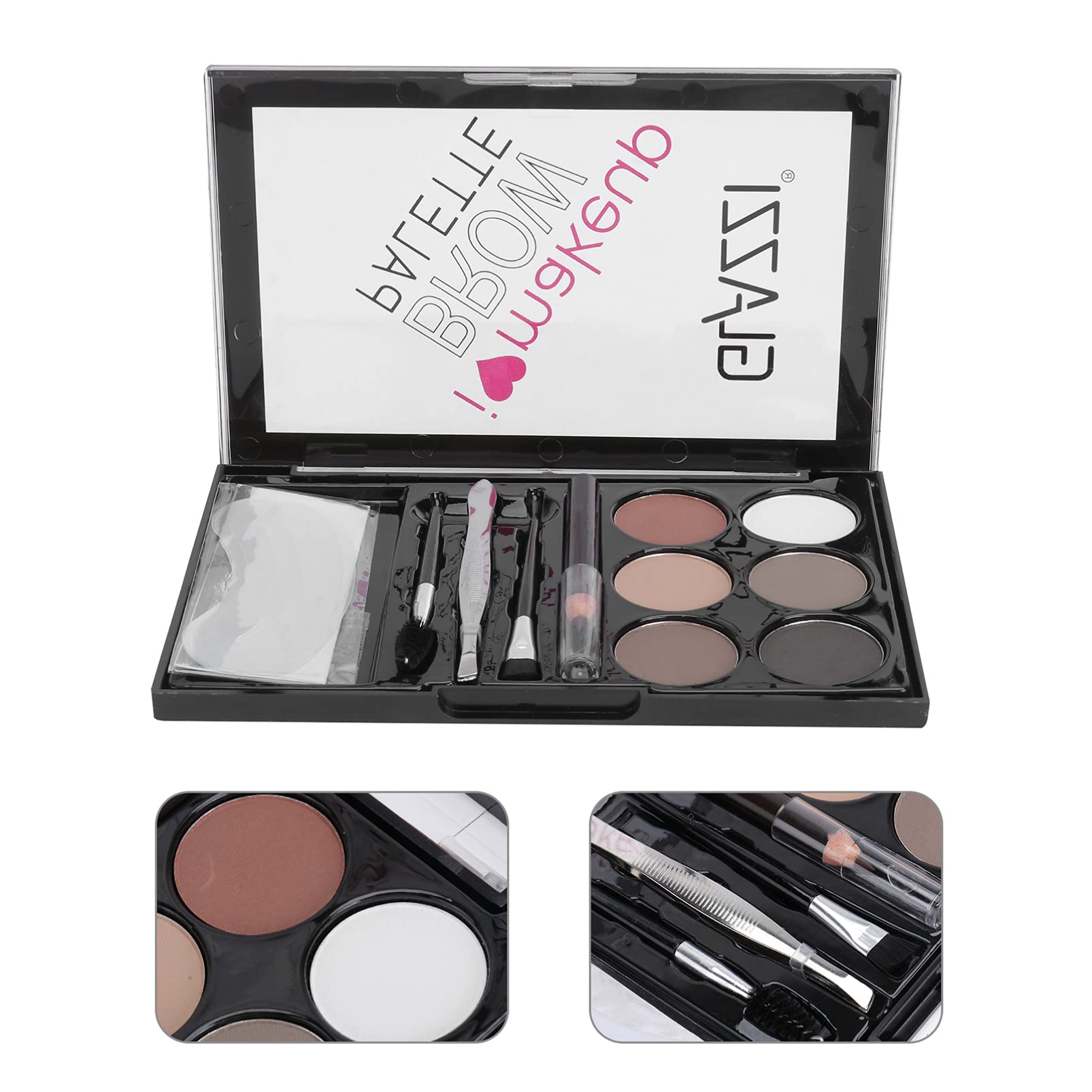 6-Color Brow Kit with Eyebrow Powder & Pencil - Professional Makeup for Perfect Brows
