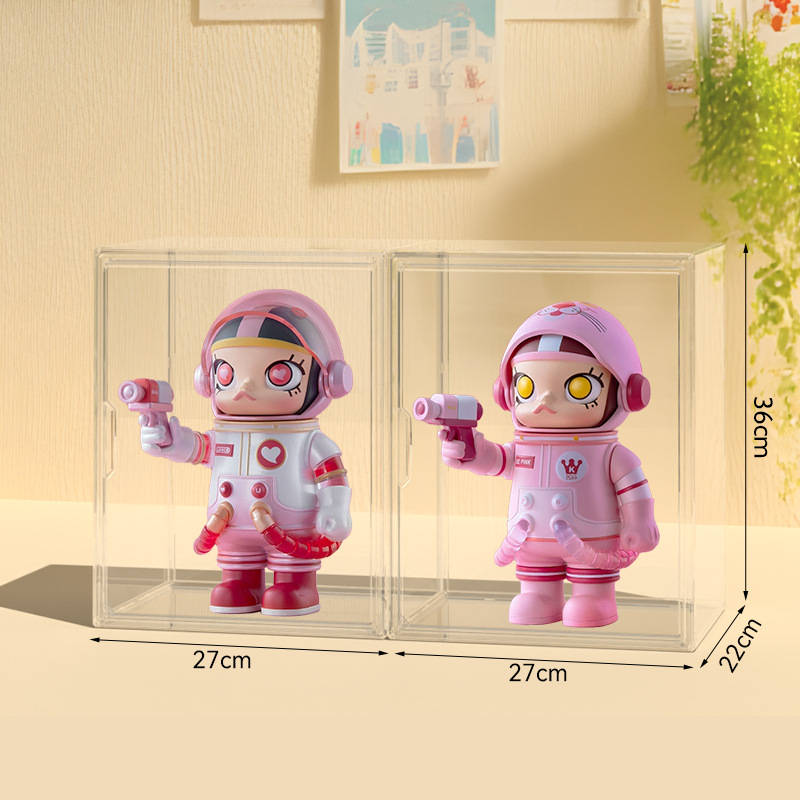 POP MART Figure Display Case - Clear Acrylic Desktop Storage Box for Collectible Toys - Perfect for Home Office, Shelf Decoration & Gift Packaging