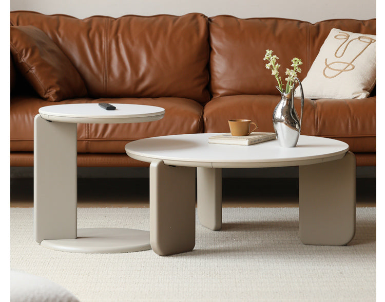 Solid Poplar Wood Rock Plate Coffee Table - Rustic Modern Living Room Furniture for Home Decor & Entertainment