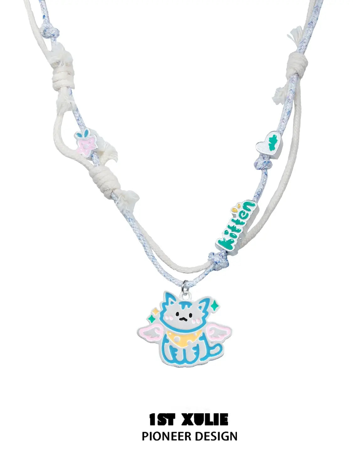 Angel Cuties 18k Gold Plated Hand-Painted Colorful Resin Kitten & Puppy Necklace - Perfect Gift for Pet Lovers & Fashion Jewelry Enthusiasts