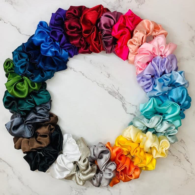 Silky Satin Scrunchies for Women & Girls - Soft Ponytail Holders Hair Ties (24-Pack, Multicolor) - Perfect for School, Work, Gym & Everyday Hairstyles