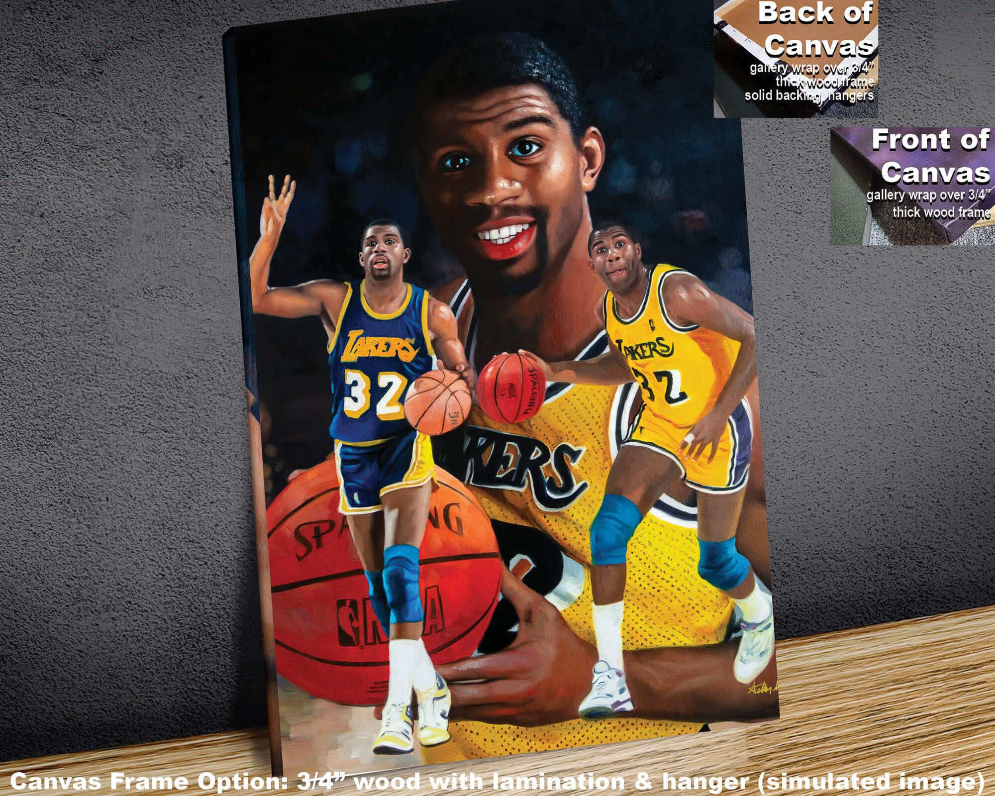Magic Johnson LA Lakers NBA Basketball Art Print - 31x40 Polyester Canvas Wall Decor for Sports Fans & Man Cave