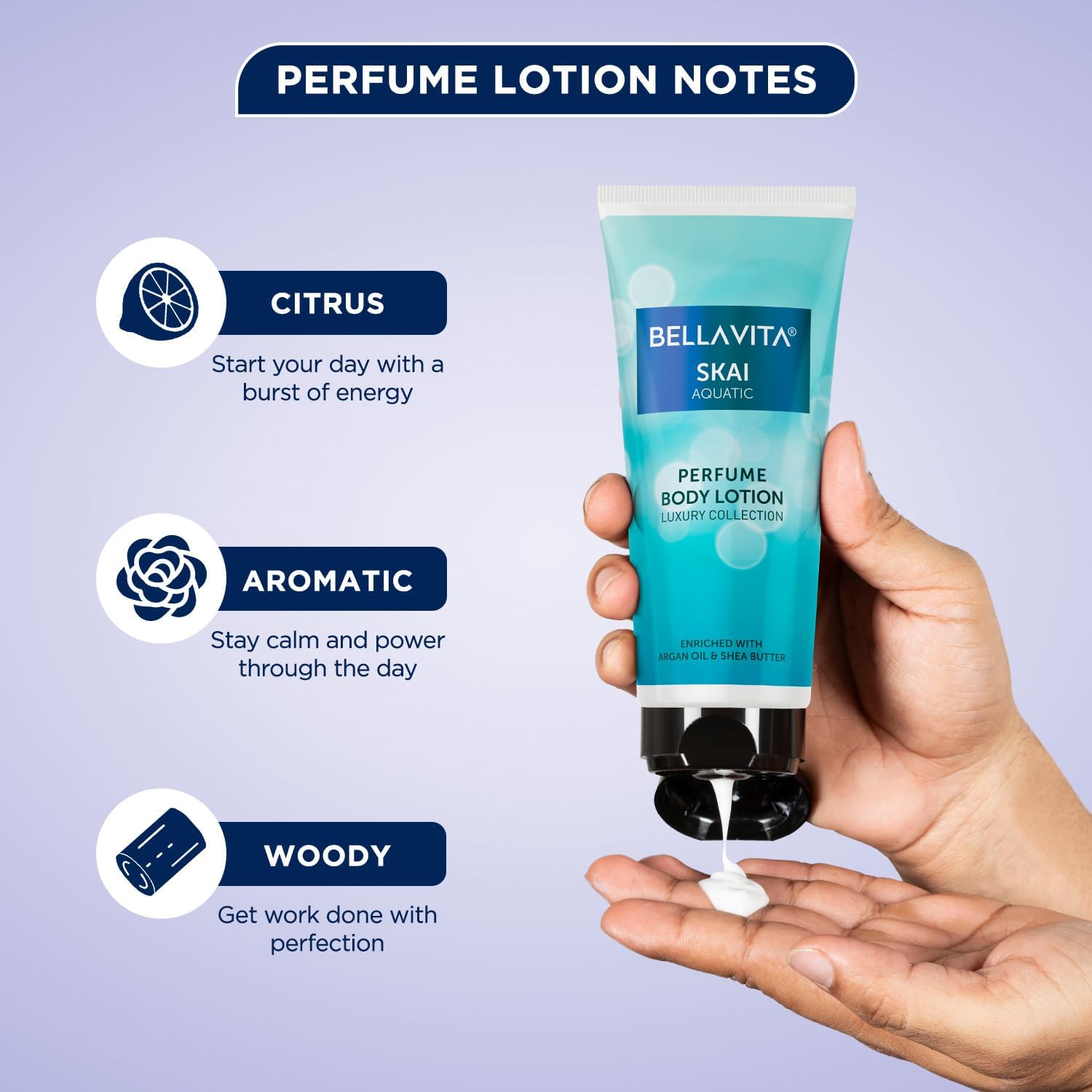 Bella Vita Luxury Skai Aquatic Perfume Body Lotion - 6.7 fl oz, Nourishing & Hydrating Moisturizer with Argan Oil & Shea Butter for Soft, Smooth Skin | Perfect for Daily Use, After Shower & Spa Days