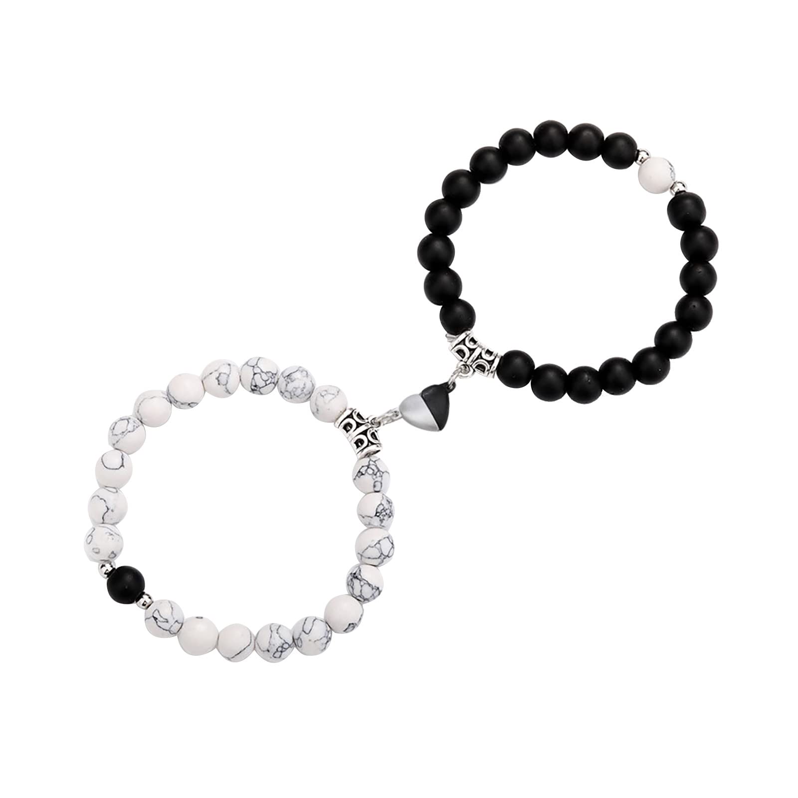 ROORUER Magnetic Couples Bracelets Set - Natural Stone Beads His & Hers Matching Love Bracelets for Long Distance Relationships, Romantic Gifts for Anniversaries, Valentines Day or Wedding