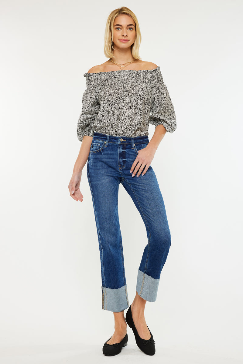 Gisela Women's Mid Rise Crop Straight Jeans - High Waist Slim Fit Denim Pants for Casual & Everyday Wear | Perfect for Work, Outings & Weekend Style