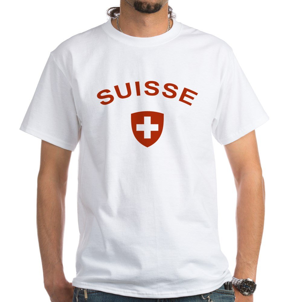 Switzerland Suisse White Cotton T-Shirt for Men & Women - Comfortable Casual Wear for Travel, Gifts & National Pride