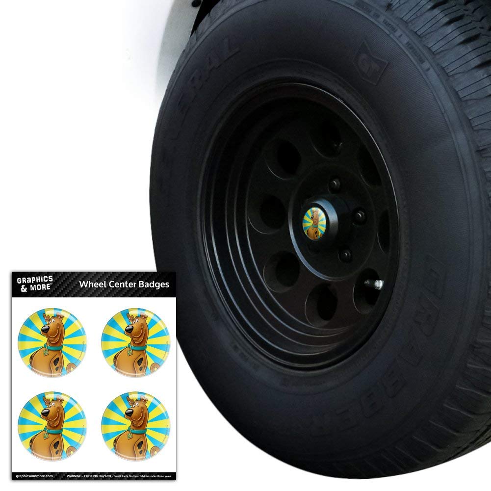 Scooby-Doo Character Tire Wheel Center Cap Badges - Resin-Topped Decorative Stickers for Car, Truck & Motorcycle Customization | Cartoon Themed Auto Accessories for Fans & Collectors