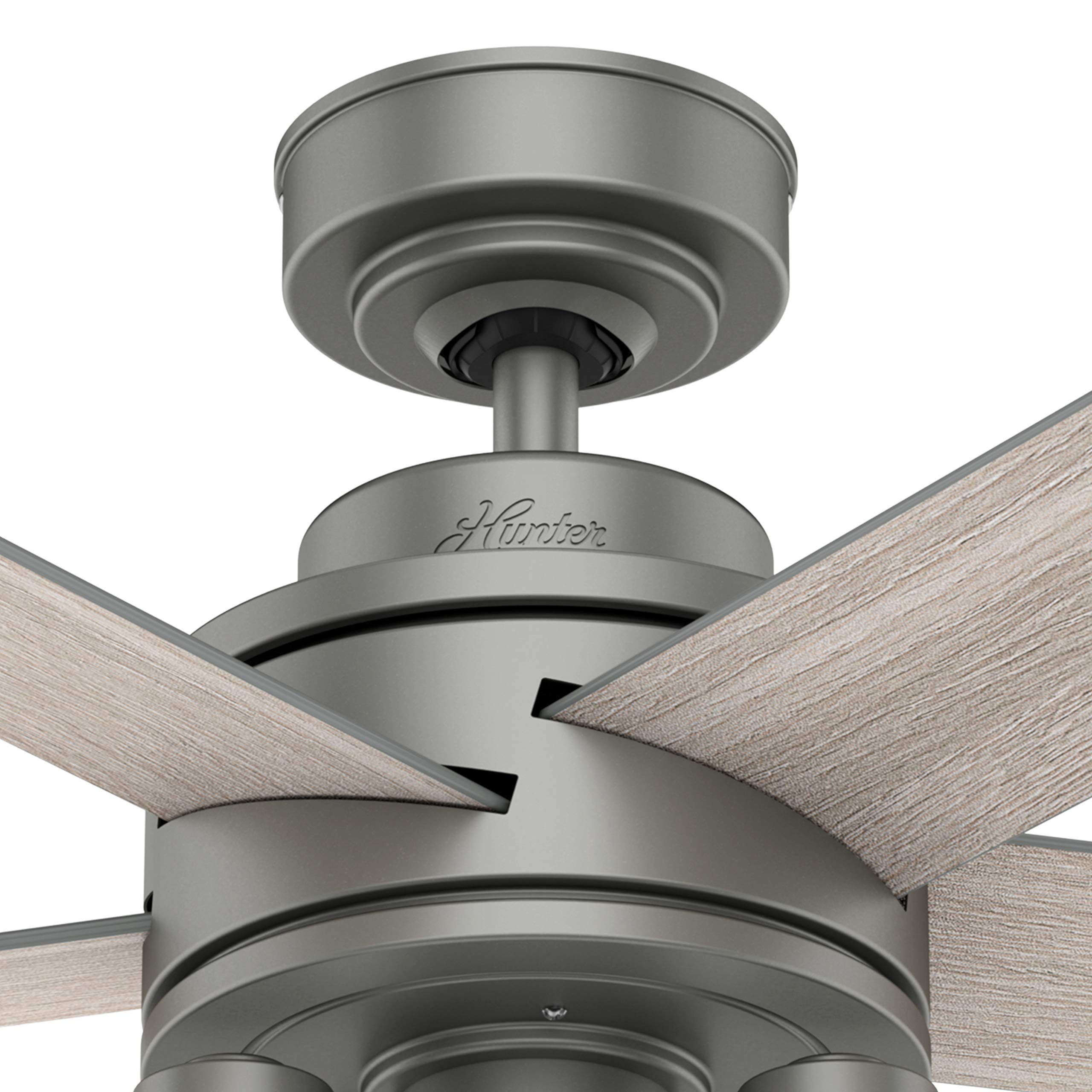 Hunter Fan 52 Inch Modern Ceiling Fan with LED Light Kit & Remote Control - Matte Silver Finish - Indoor Use for Living Room, Bedroom, Office (Renewed)