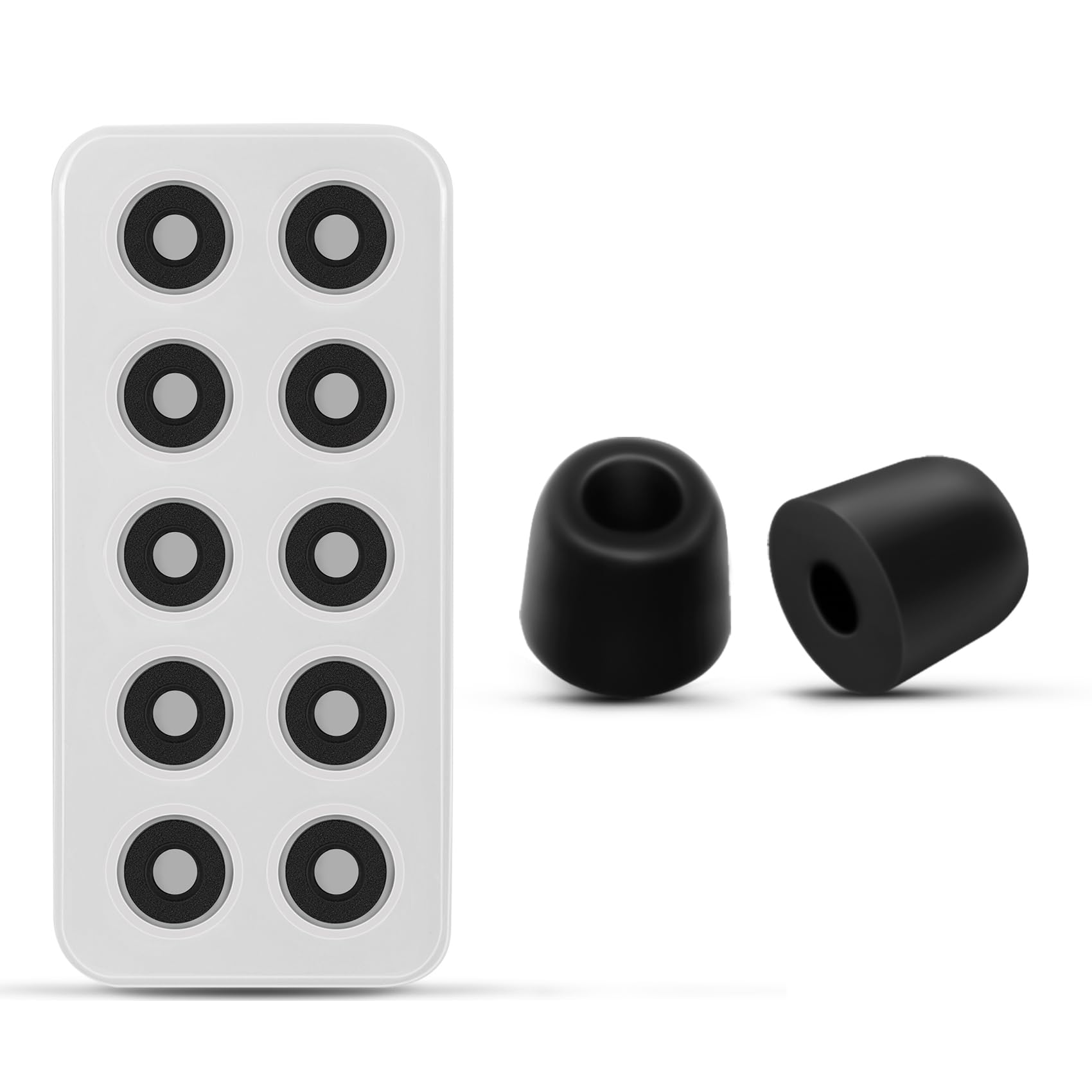 SIMOLIO Wireless TV Headphone Replacement Ear Tips - Noise Isolating Memory Foam Earbuds for Under-Chin Headsets, Soft Comfort Ear Cushions (5 Pairs, Small Size, Black) - Perfect for Watching TV, Gaming & Home Theater Use Without Disturbing Others