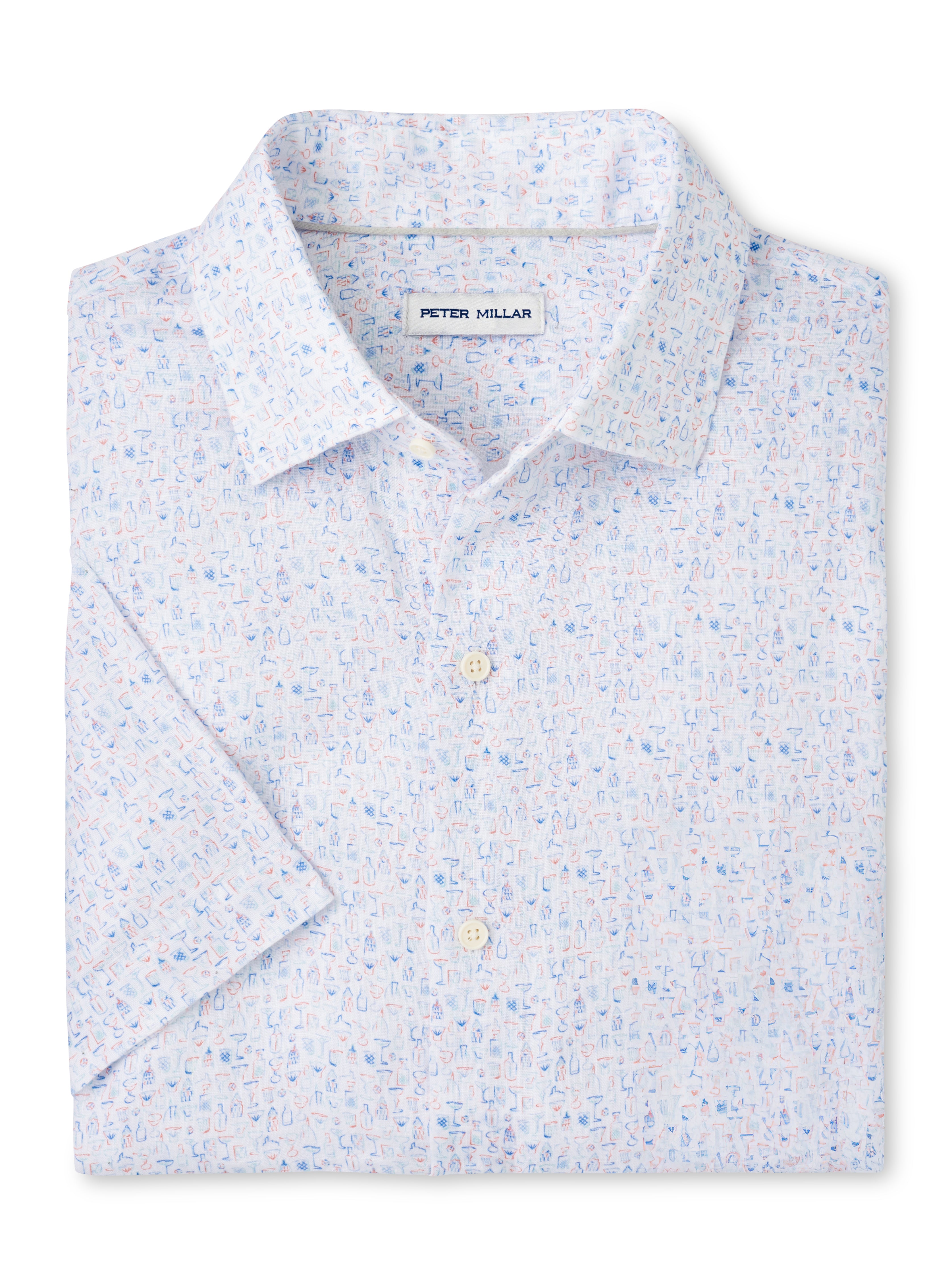 Peter Millar Men's Soiree Linen Sport Shirt - Breathable Summer Casual Button Down Shirt for Golf, Travel & Outdoor Activities | Multi-Color Options