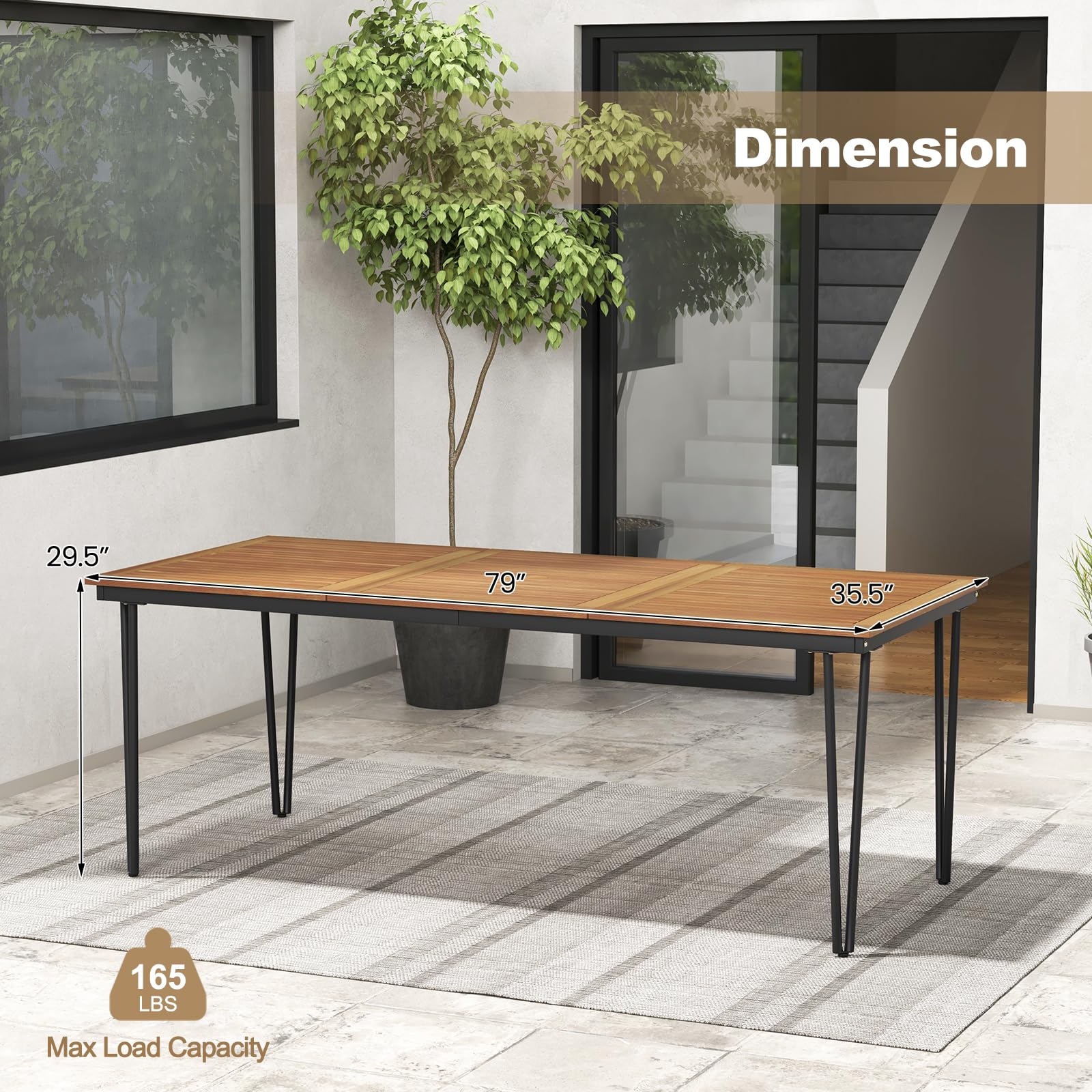 **Tangkula 79 Inch Outdoor Dining Table - 8-Person Patio Table with 1.9