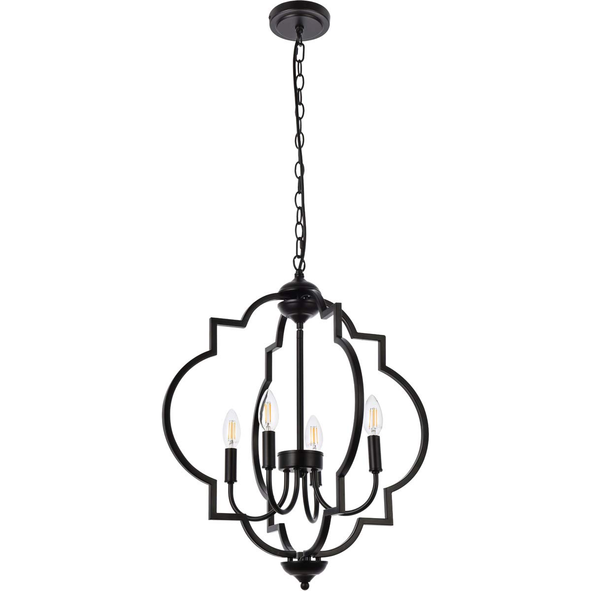 Black Modern 4-Light Sandara Pendant - Indoor Ceiling Lighting Fixture for Dining Room, Kitchen, or Living Room Decor