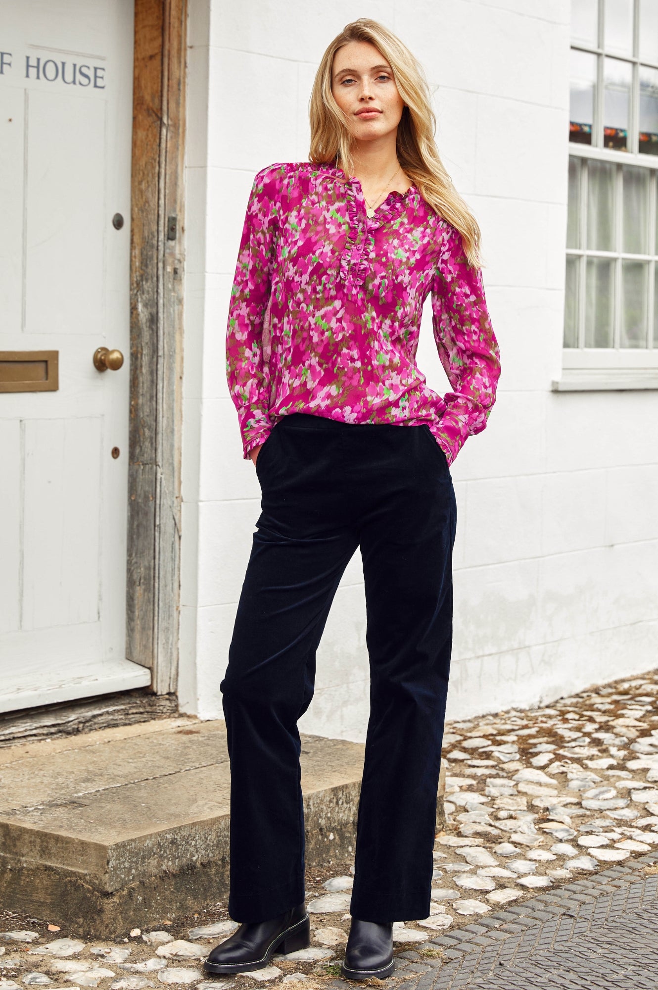 Juliette Cotton Stretch Velvet Pants for Women - Soft & Comfortable High Waist Trousers in Black | Perfect for Office, Party & Casual Wear