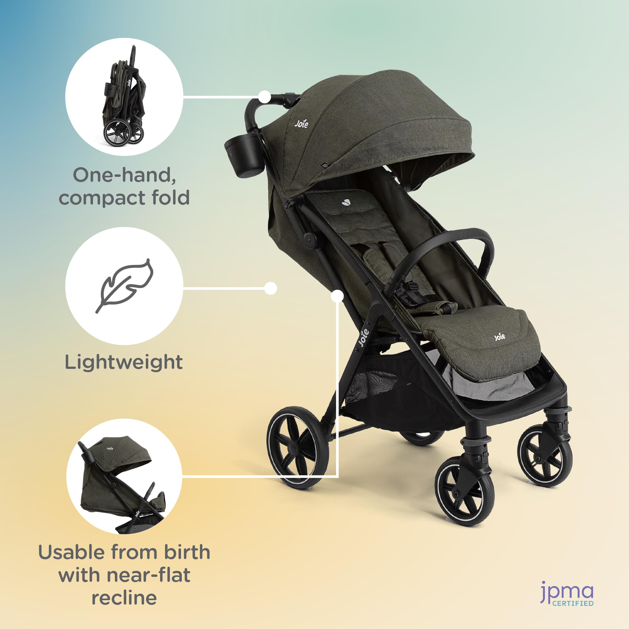 Nutmeg Compact Stroller - Lightweight Foldable Baby Stroller with One-Hand Fold, Travel-Friendly Design in Shale Gray | Perfect for City Walks, Air Travel & Everyday Use