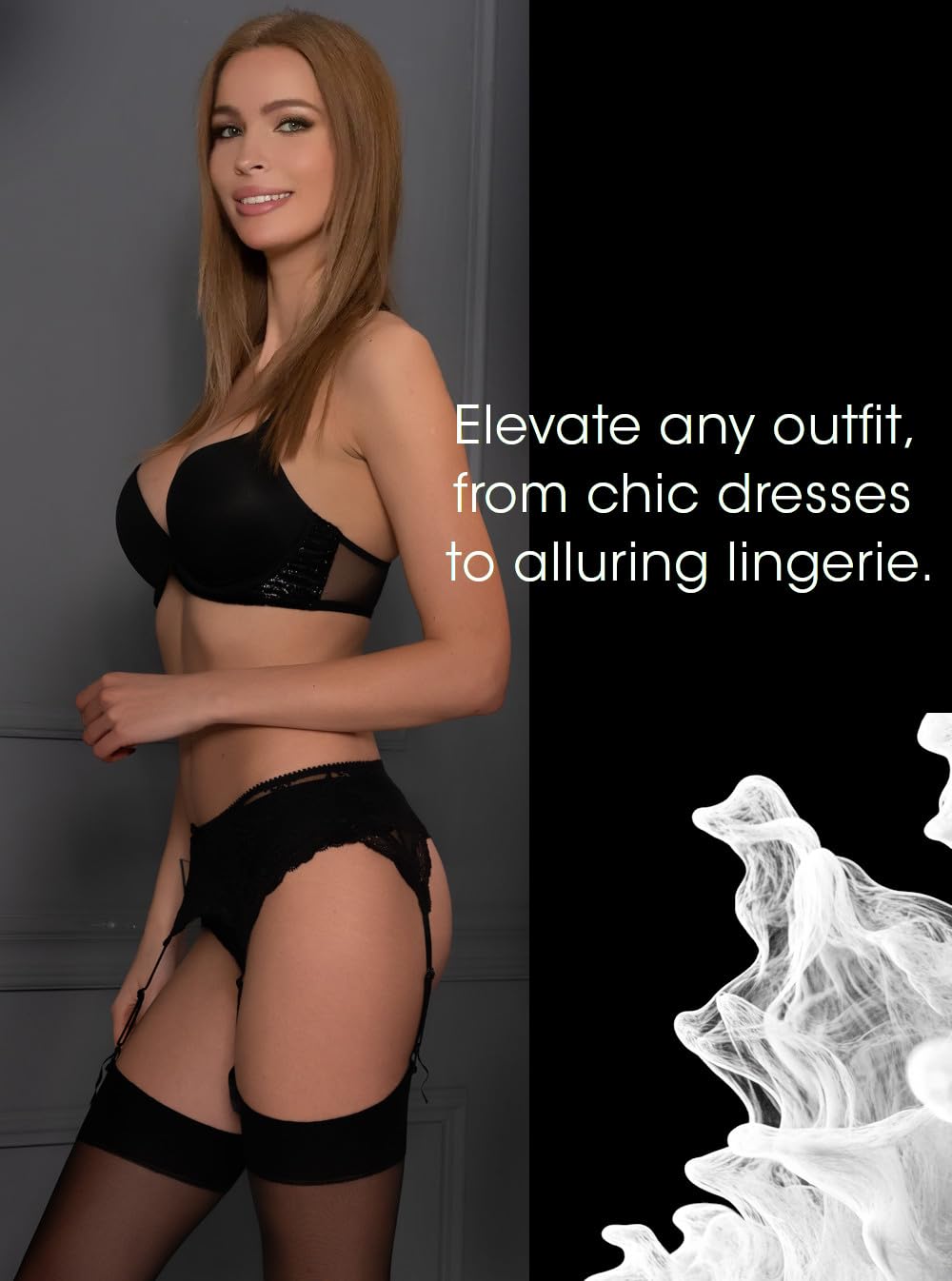 Elegant Thigh High Stockings for Women - Classic Garter Belt Stockings with Plain Top - Made in EU - Perfect for Date Night, Cosplay & Special Occasions