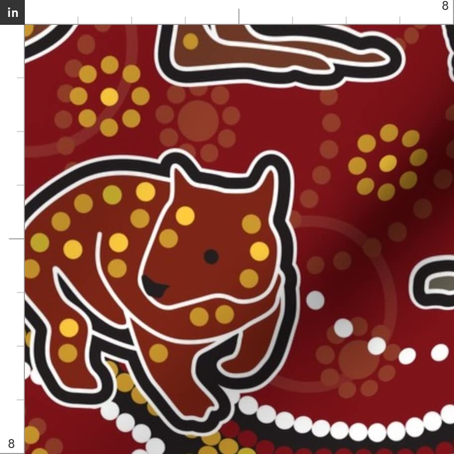 Aussie Kangaroo Wombat Printed Satin Fabric by The Yard - Premium Sewing Material for Apparel, Fashion, Blankets & Home Decor | Perfect for DIY Crafts, Quilting, and Upholstery Projects