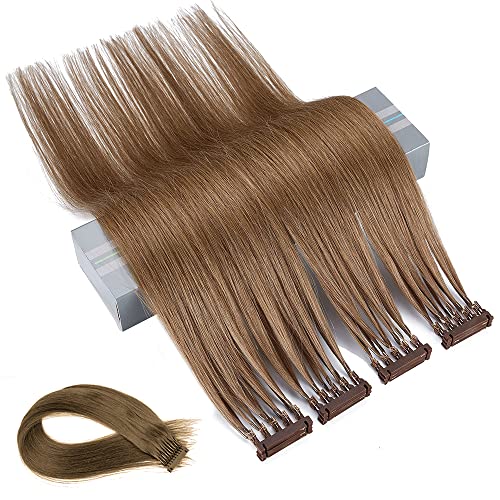 6D Clip-In Human Hair Extensions - 100% Real Remy Hair, Soft & Smooth, Perm & Dye Friendly, Reusable (22 Inch, #4 Brown, 10 Rows) - Perfect for Daily Wear, Parties & Special Occasions
