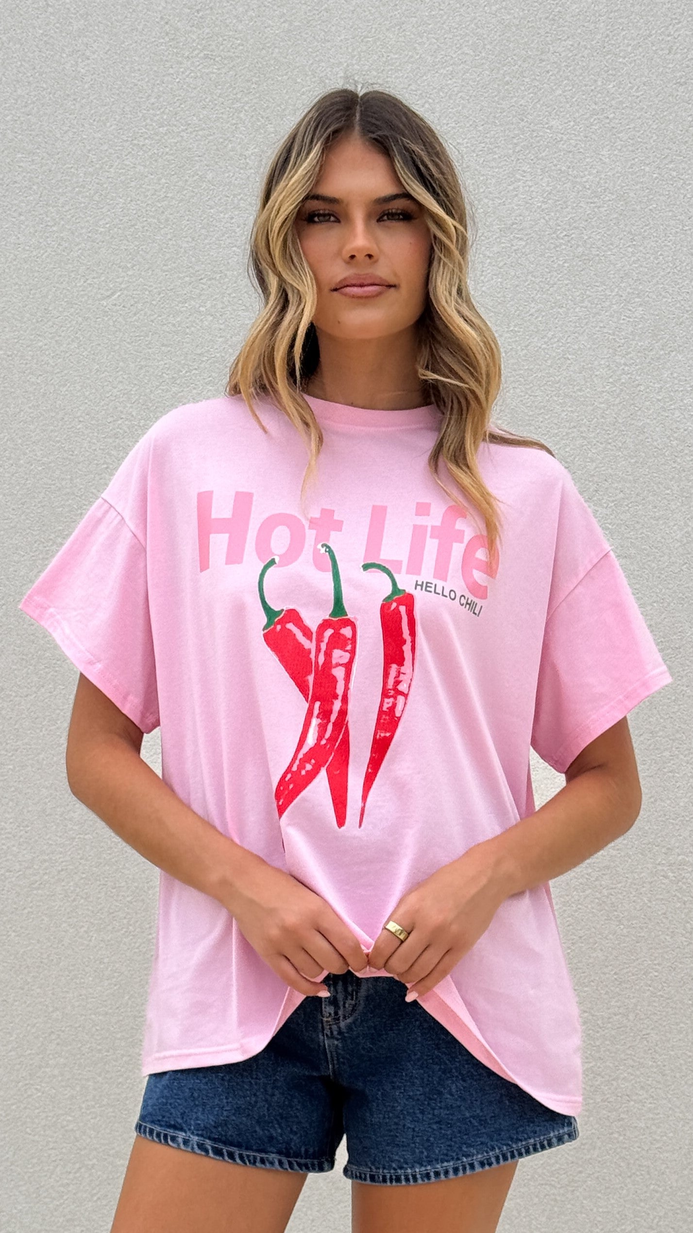 Hot Life Tee - Soft Cotton Women's T-Shirt in Pink | Casual Wear, Street Style & Everyday Outfits