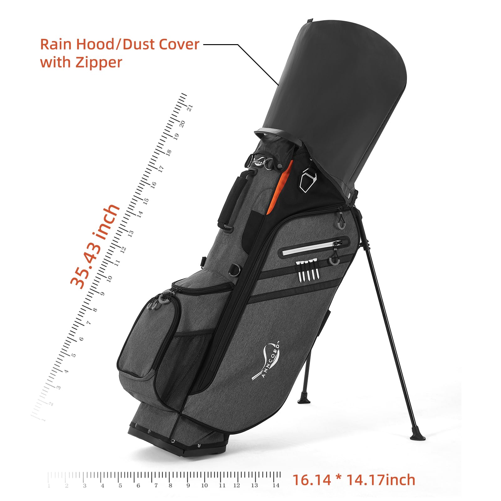 **14-Way Golf Stand Bag with Full-Length Dividers - Lightweight & Portable Golf Club Bag for Men & Women - 7 Pockets, Dual Strap & Rain Hood Included - Perfect for Driving Range, Course & Travel**